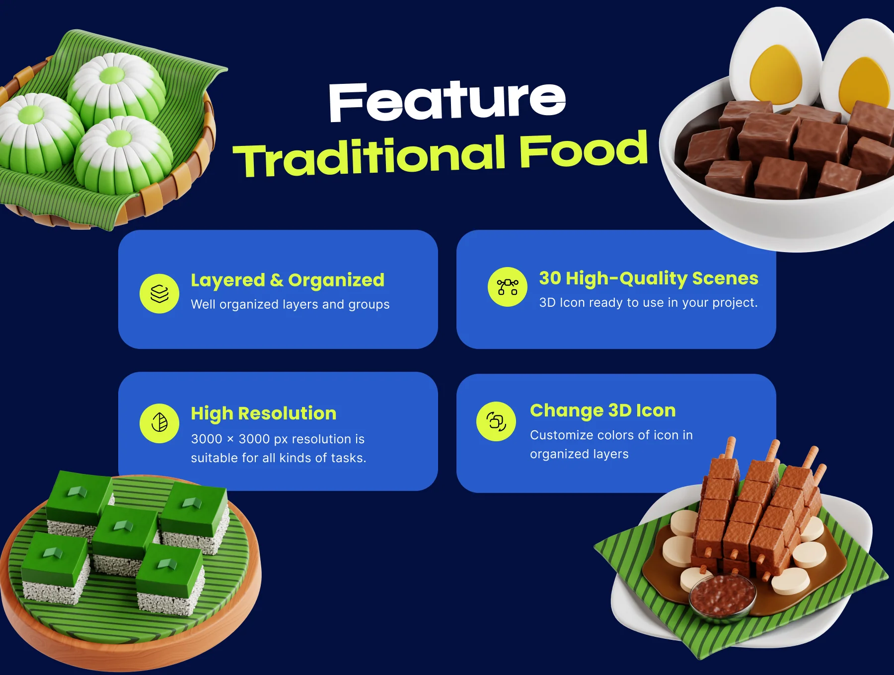 Indonesian Traditional Food 3D Icon pack 2