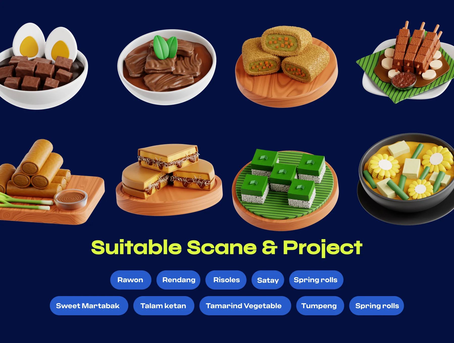Indonesian Traditional Food 3D Icon pack 4