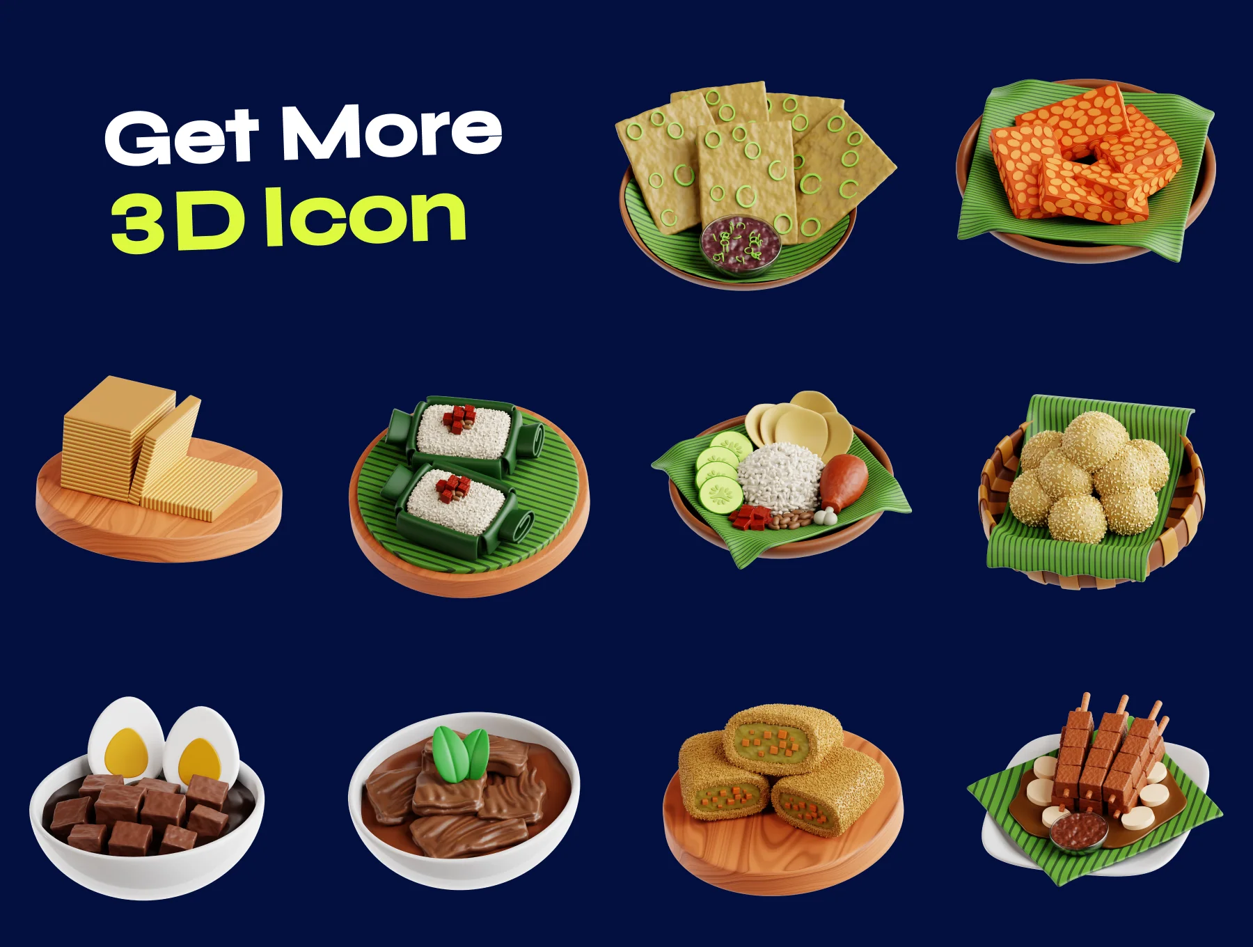 Indonesian Traditional Food 3D Icon pack 7