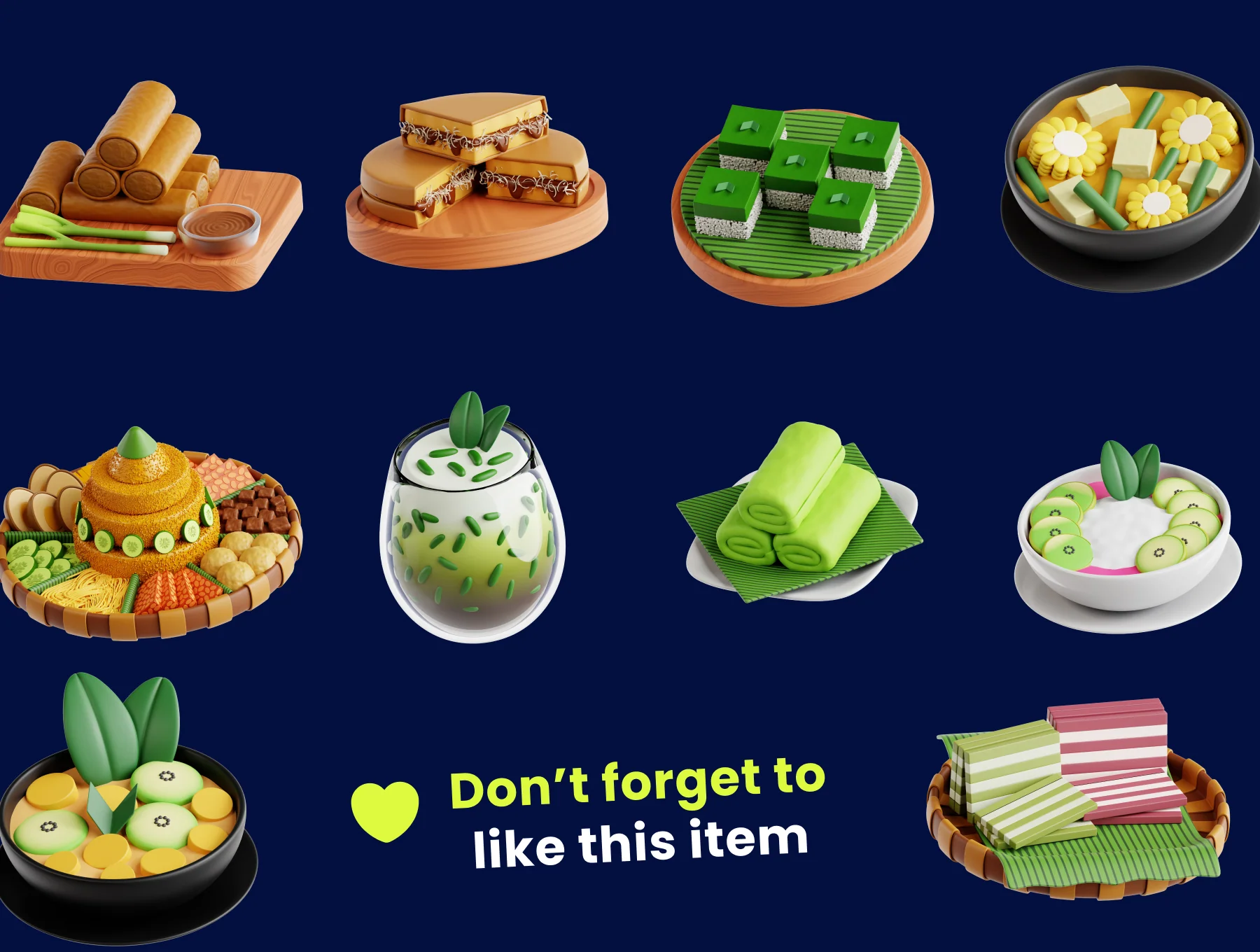 Indonesian Traditional Food 3D Icon pack 8