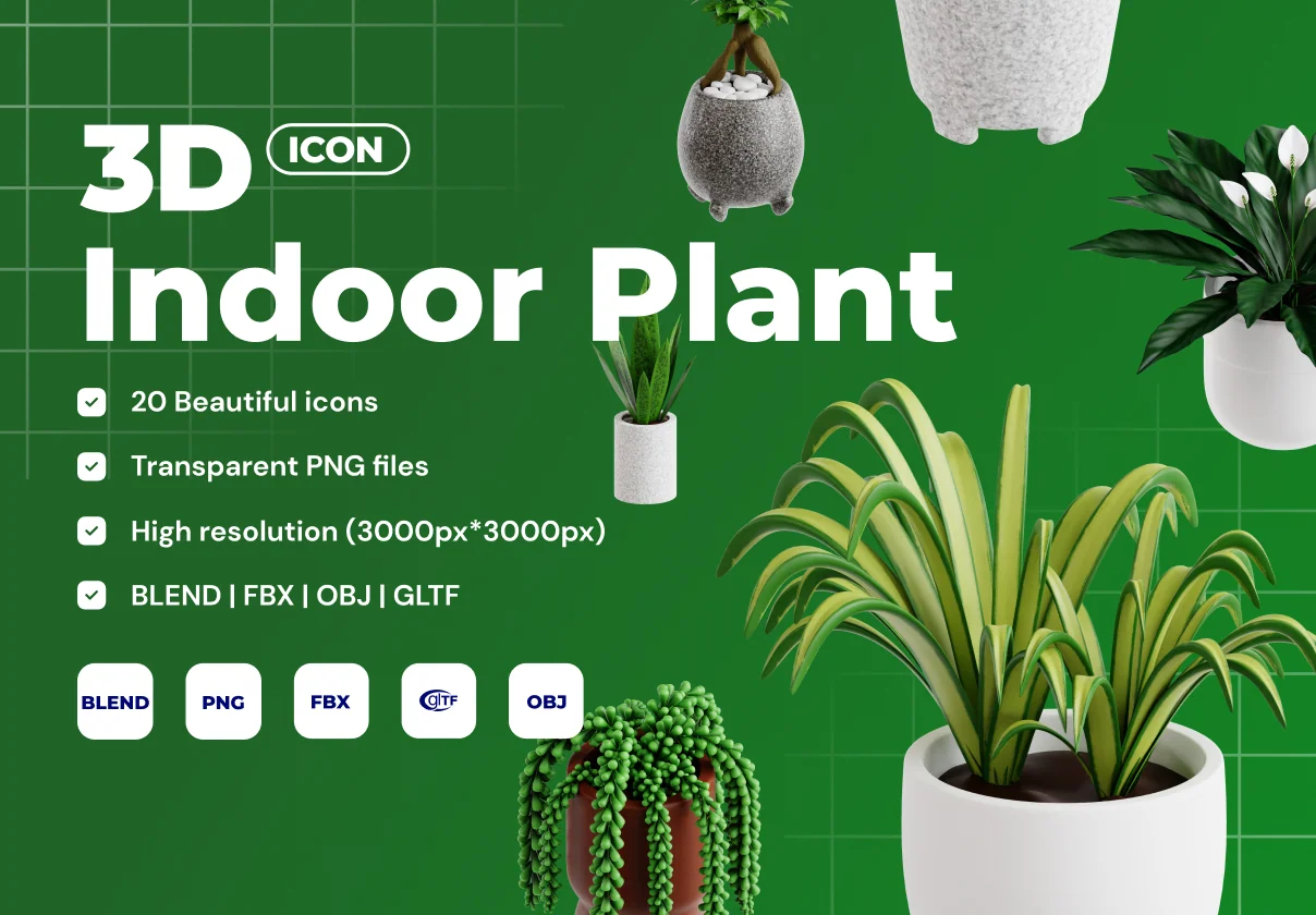 Indoor Plants 3D Icon Set