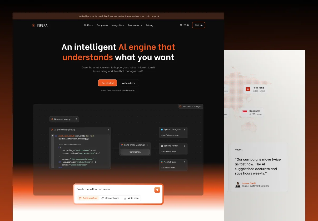 Infera – AI Workflow Automation Landing Page (Figma)