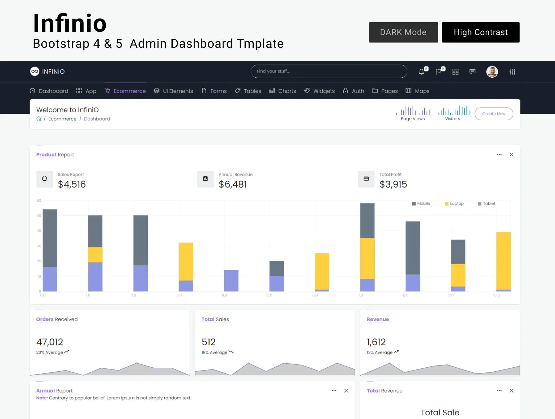 Infinio Bootstrap Admin Dashboard Template 4