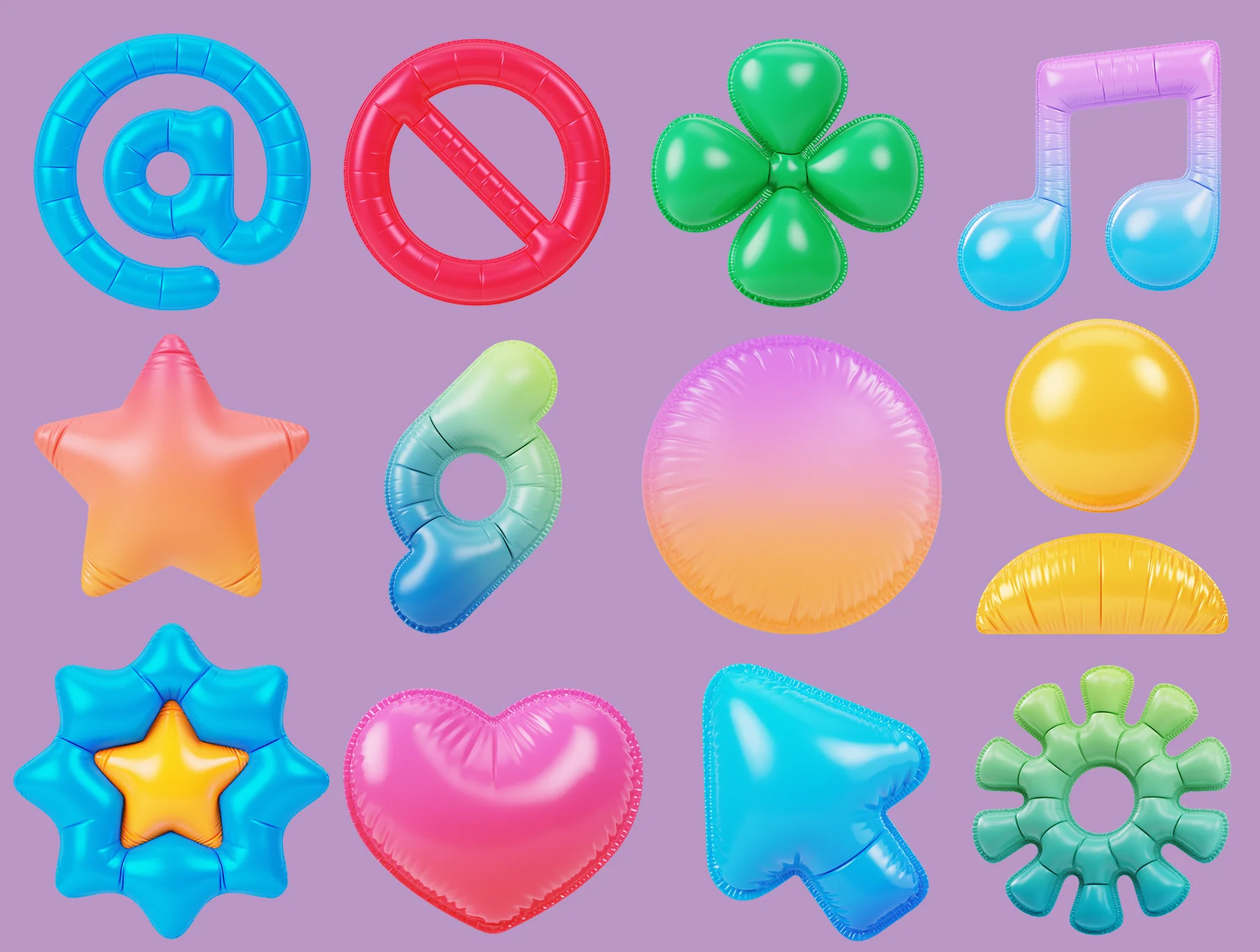 Inflatable Shapes 3D Icon Pack 4