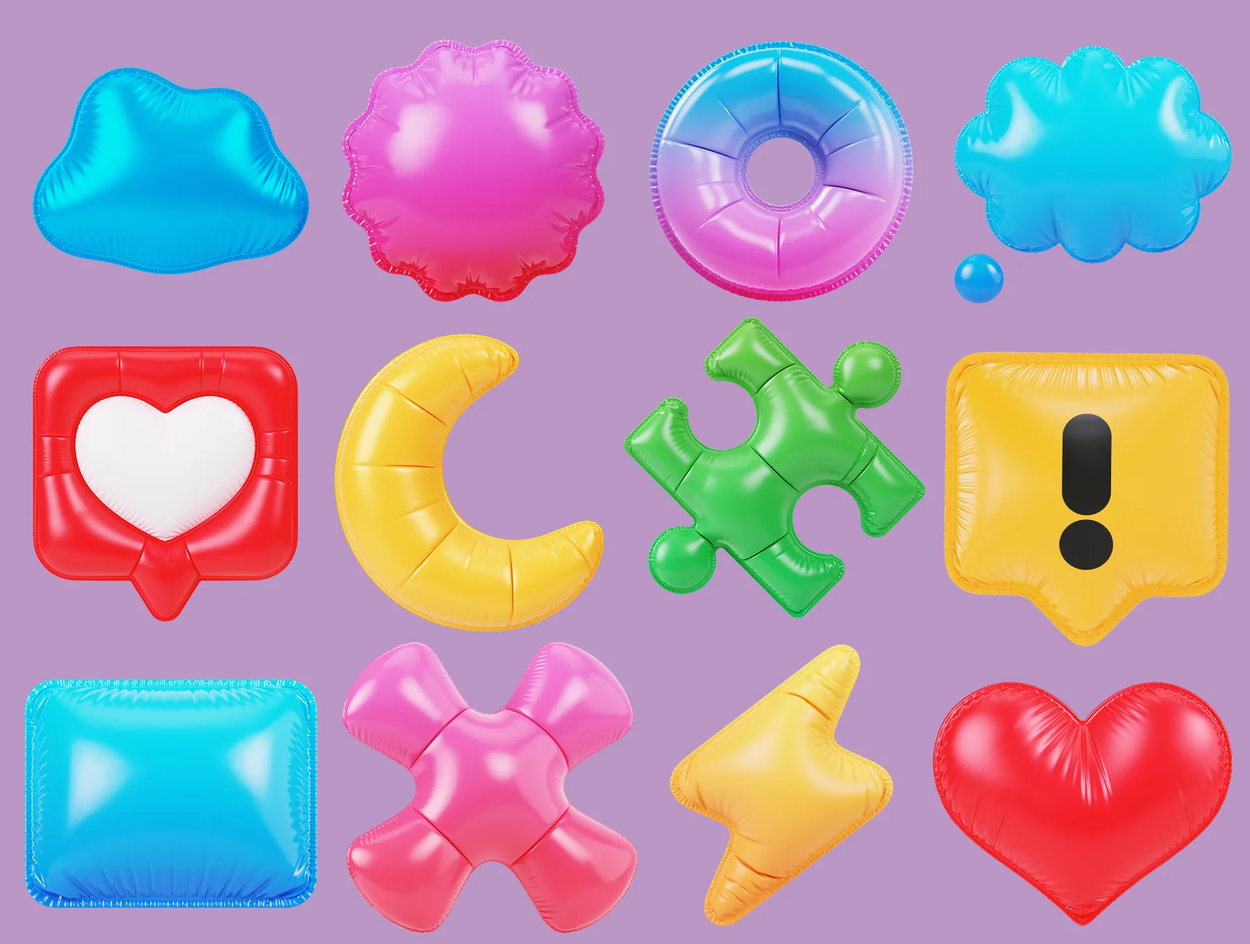 Inflatable Shapes 3D Icon Pack 5