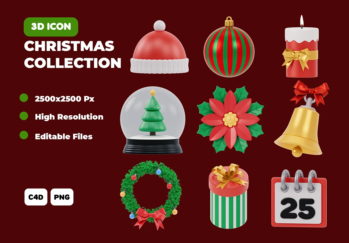 Christmas Collection 3D Icon Pack