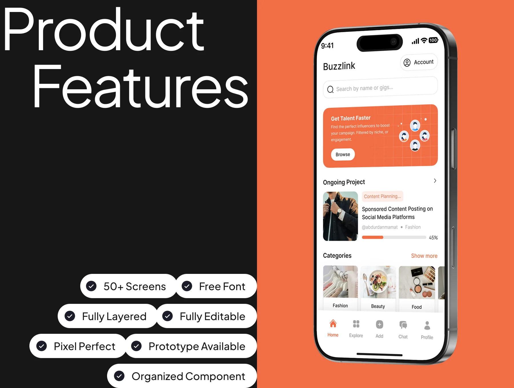 Influencer Mobile App UI Kit