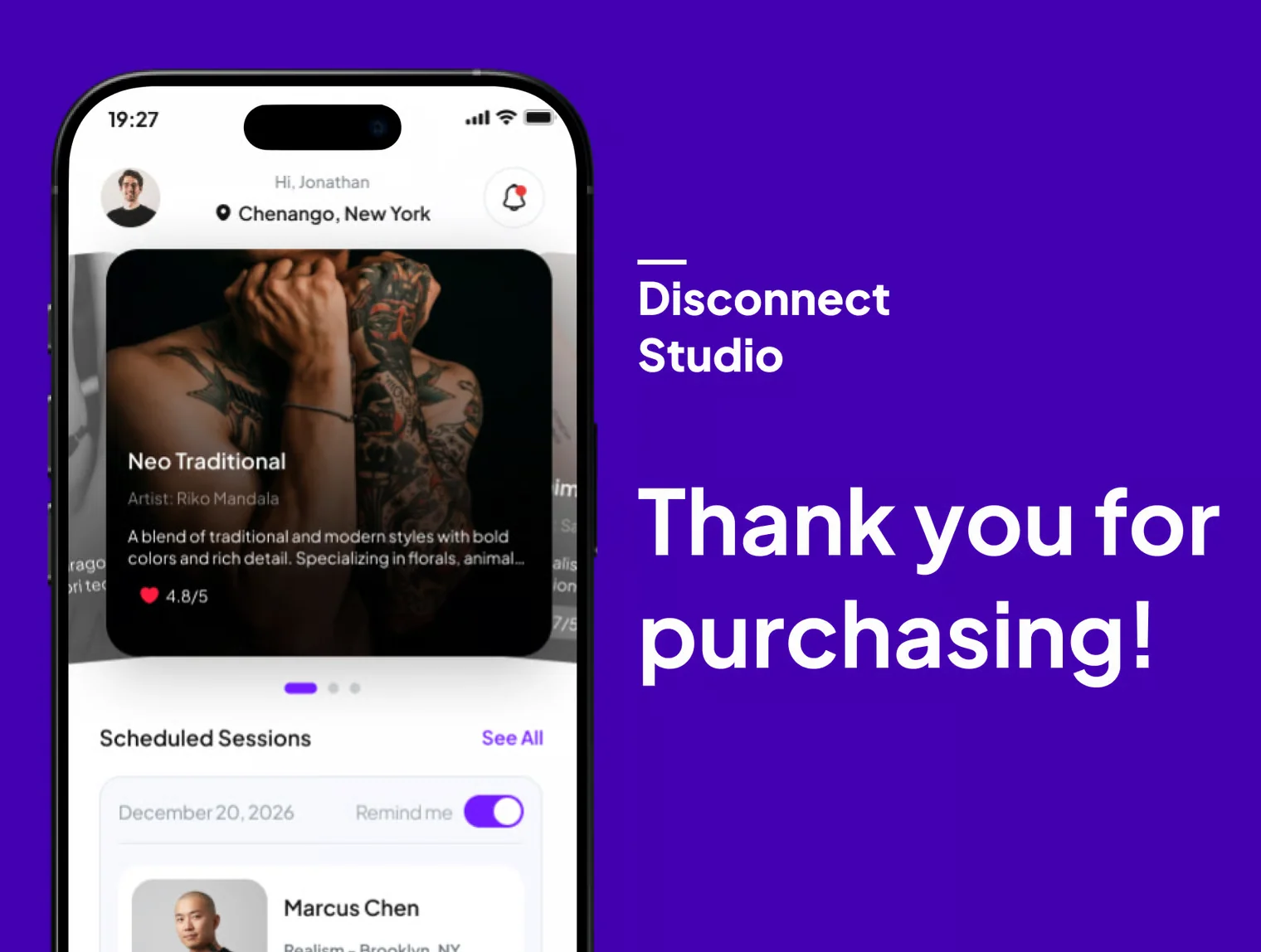 InkStudio -  Tattoo Booking Mobile App UI Kits 6