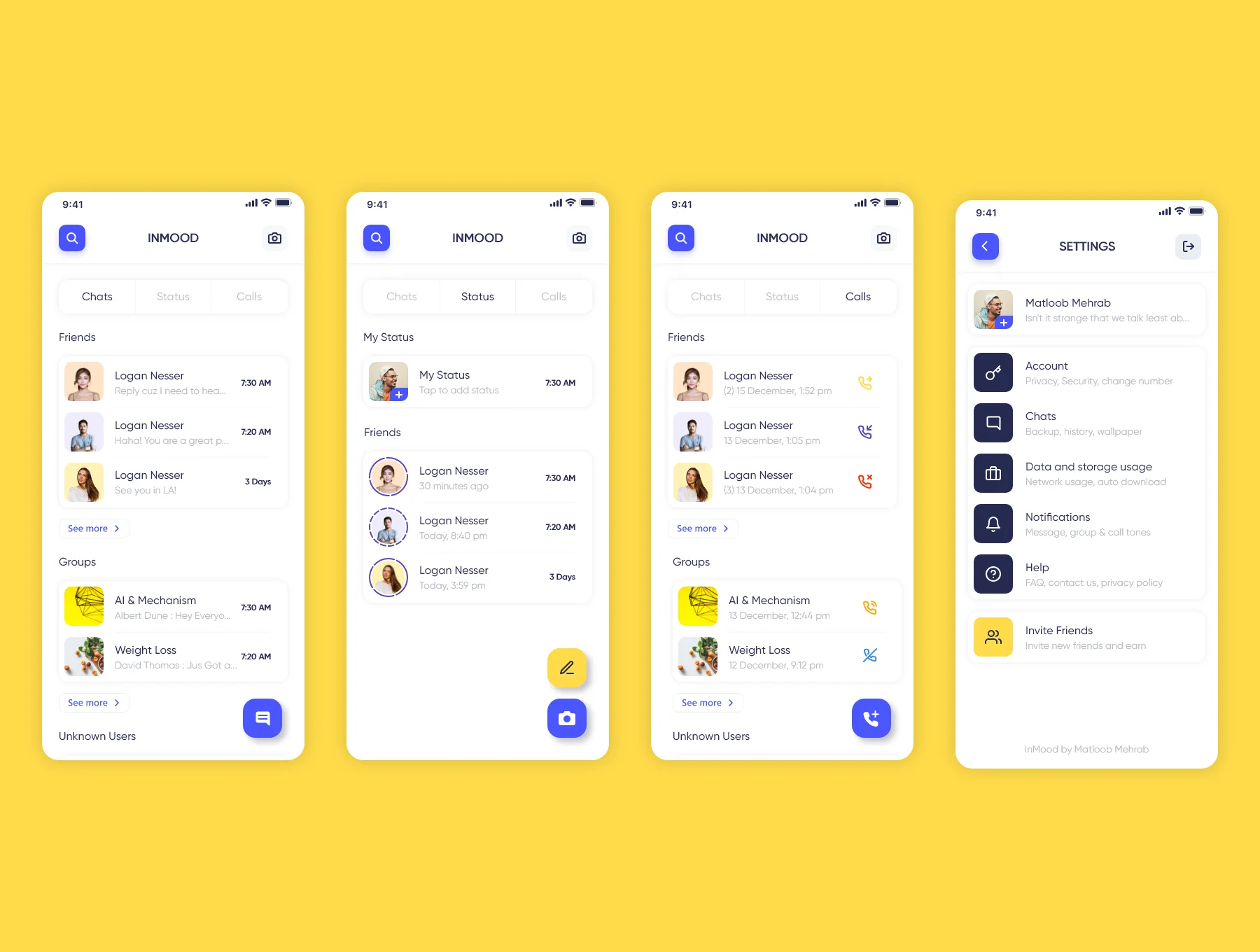 InMood Social Messaging App UI Kit