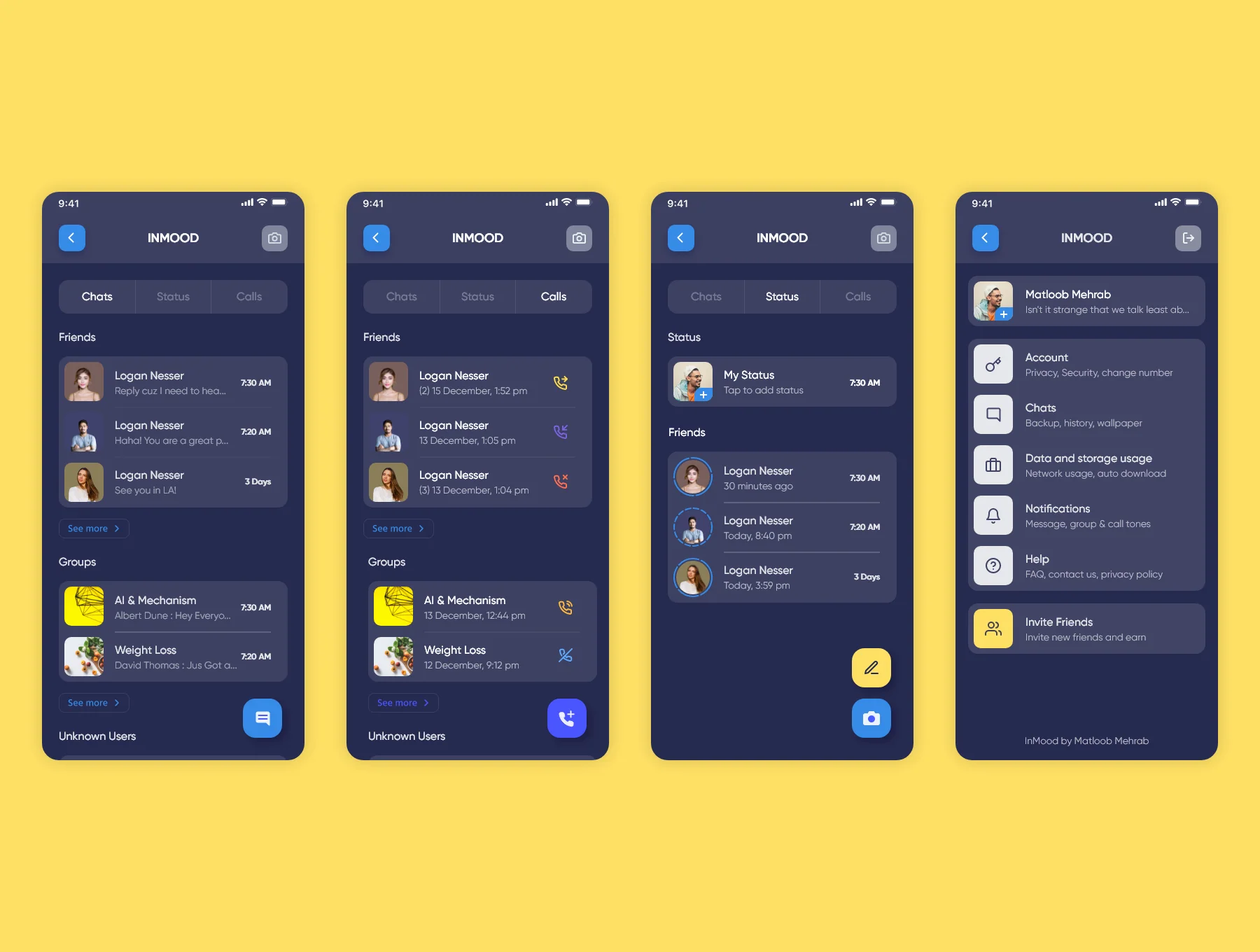 InMood Social Messaging App UI Kit 2