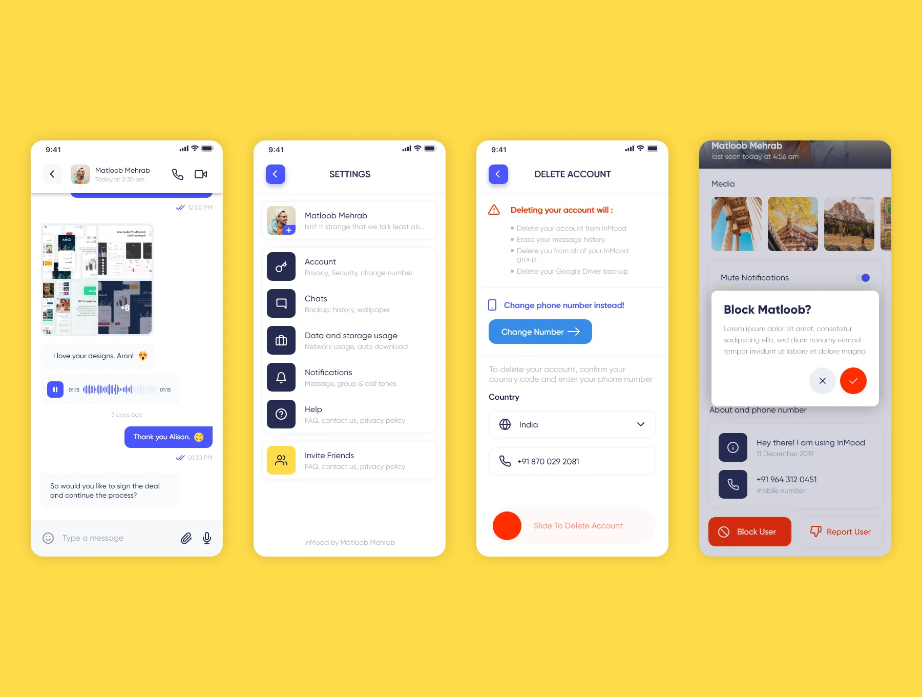 InMood Social Messaging App UI Kit 6
