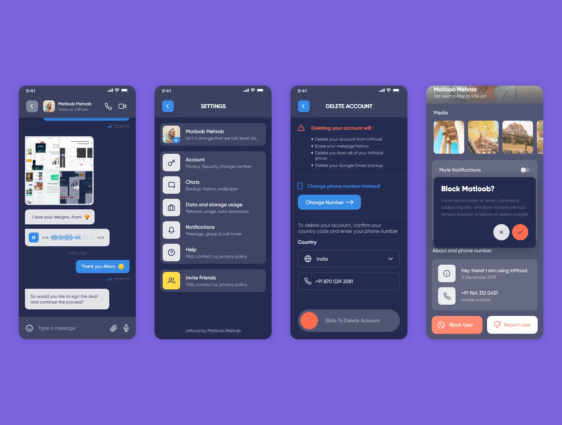 InMood Social Messaging App UI Kit 8