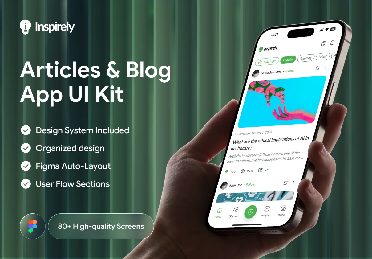 Inspirely - Blog & News App UI Kit