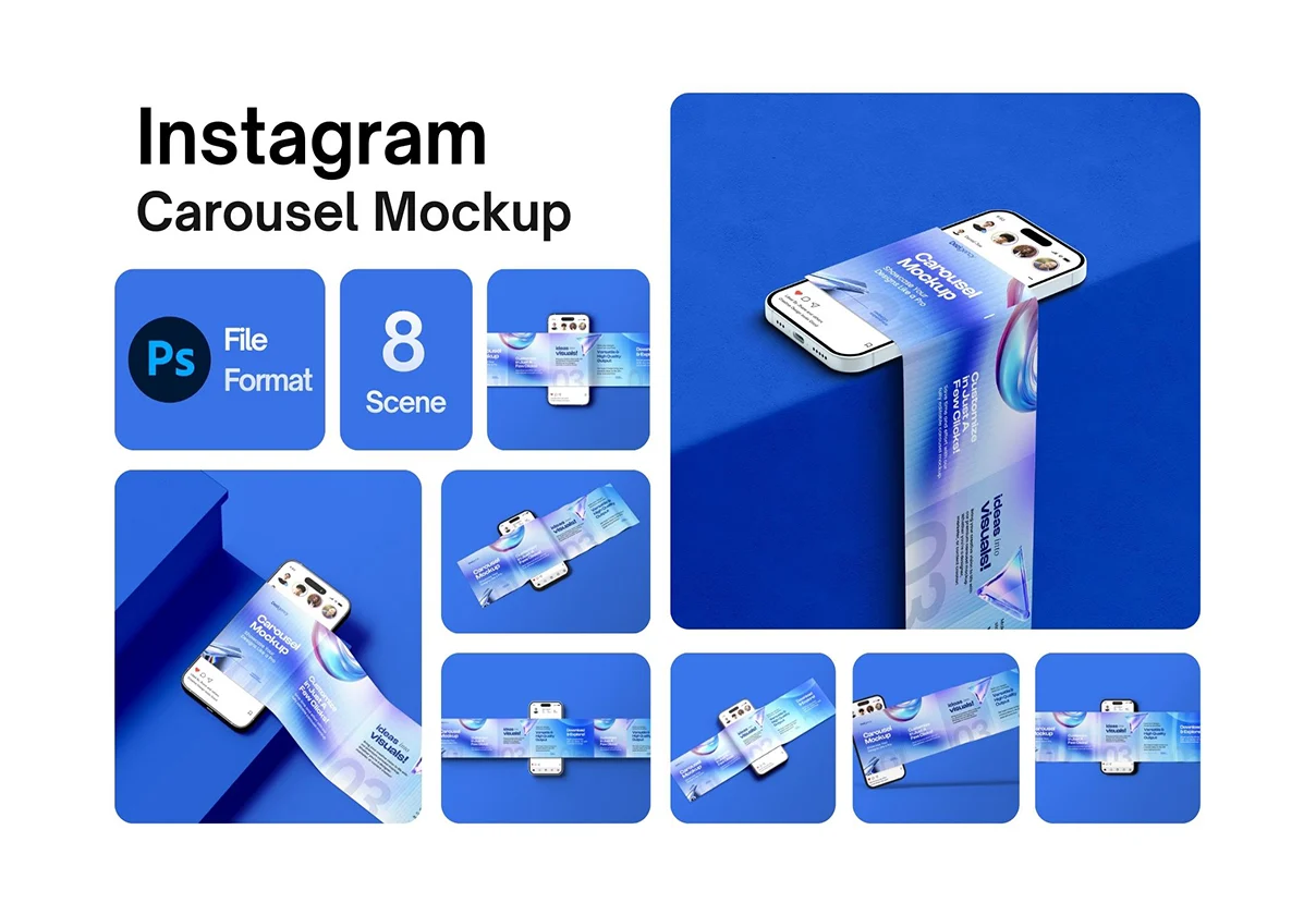 Instagram Post Carousel Mockup Set - 08 Scene