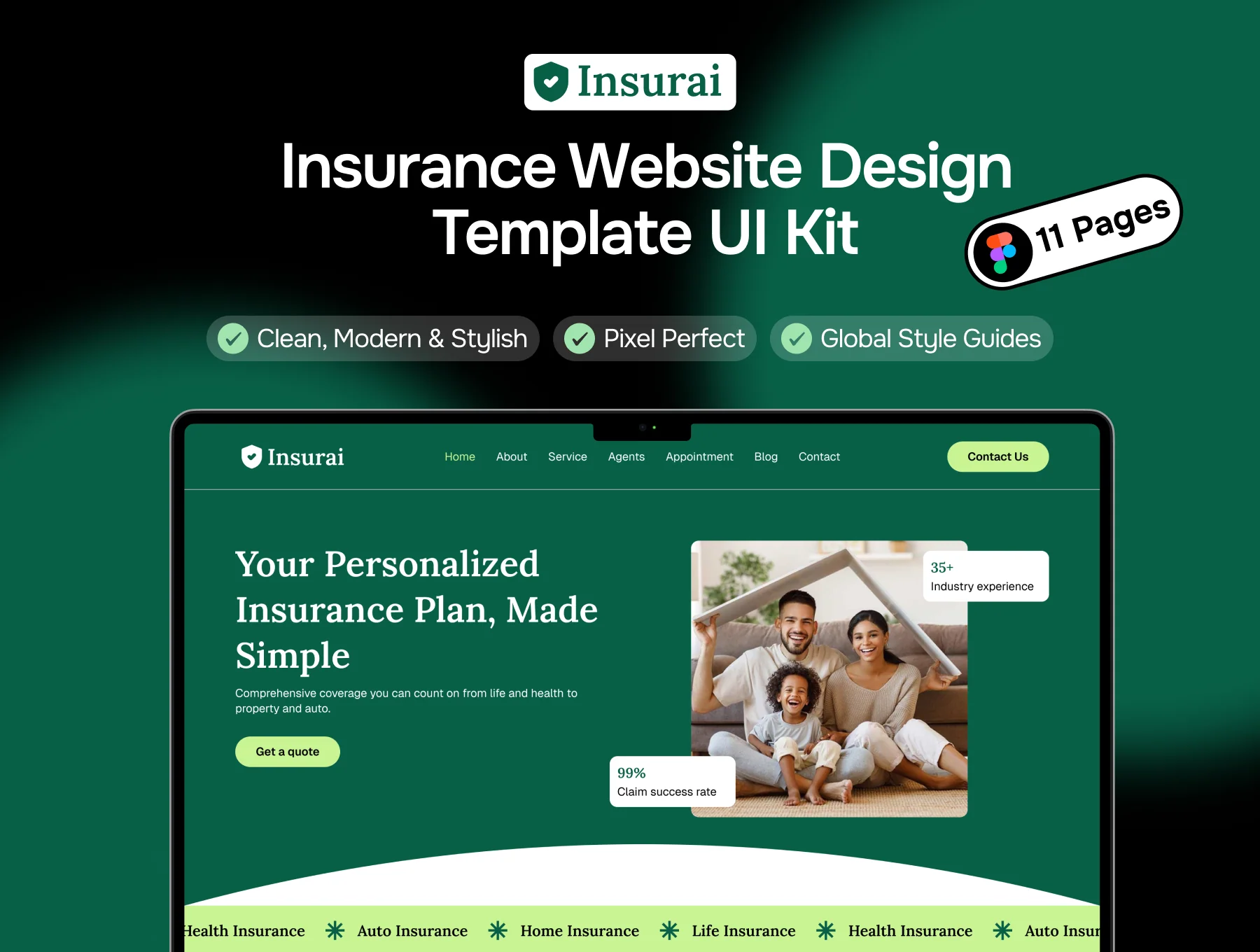 Insurance Website Design Template UI Kit