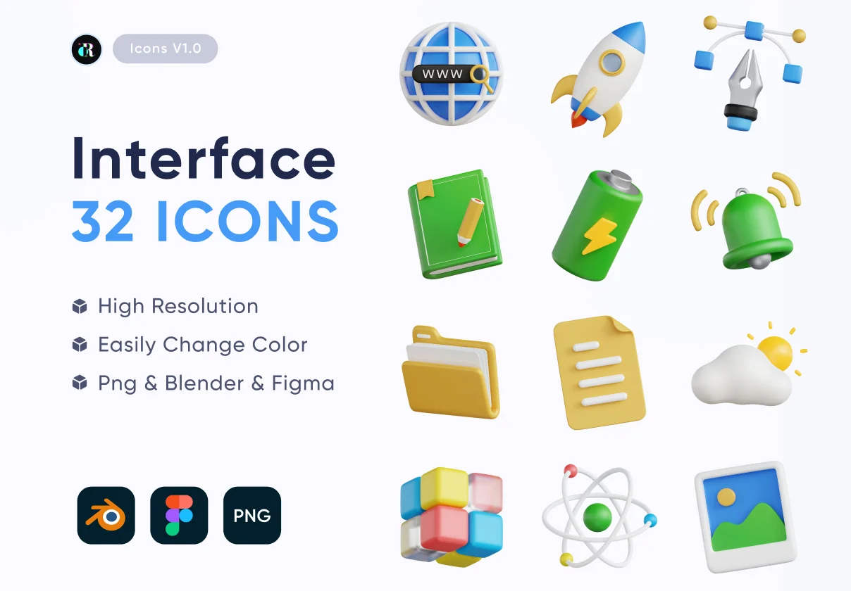 Interface 3D Icon Assets
