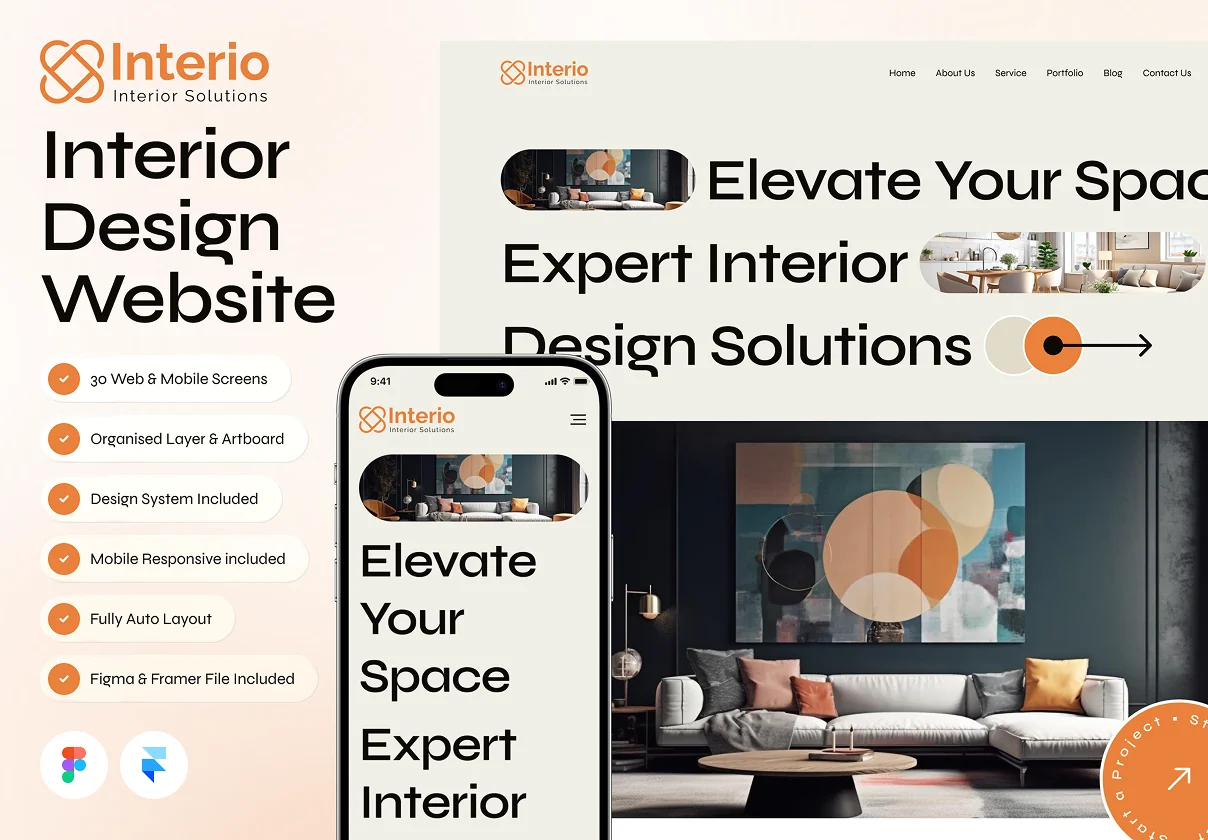 Interio - Interior Design Website Framer Template