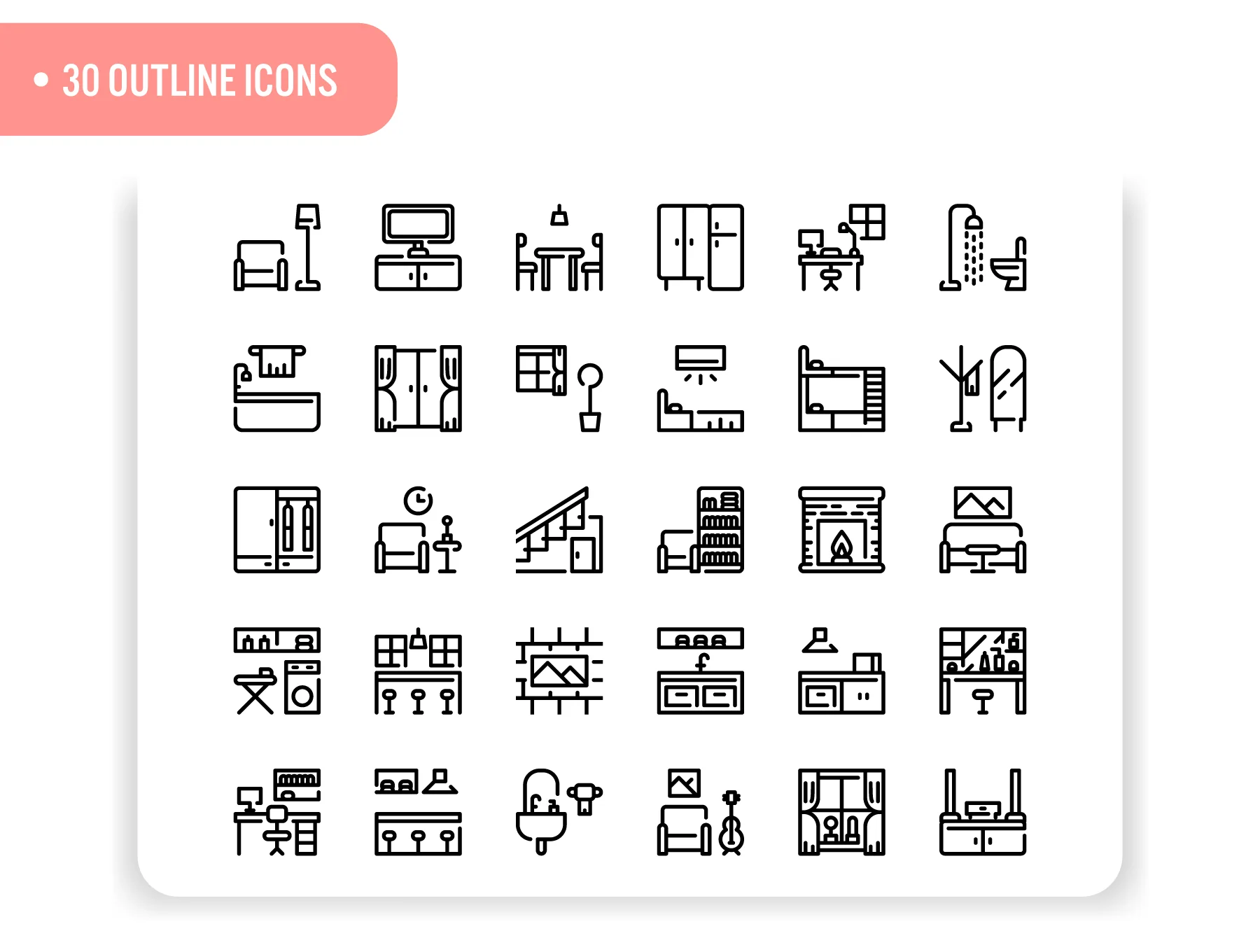 Interior and Furniture Icon Set 4