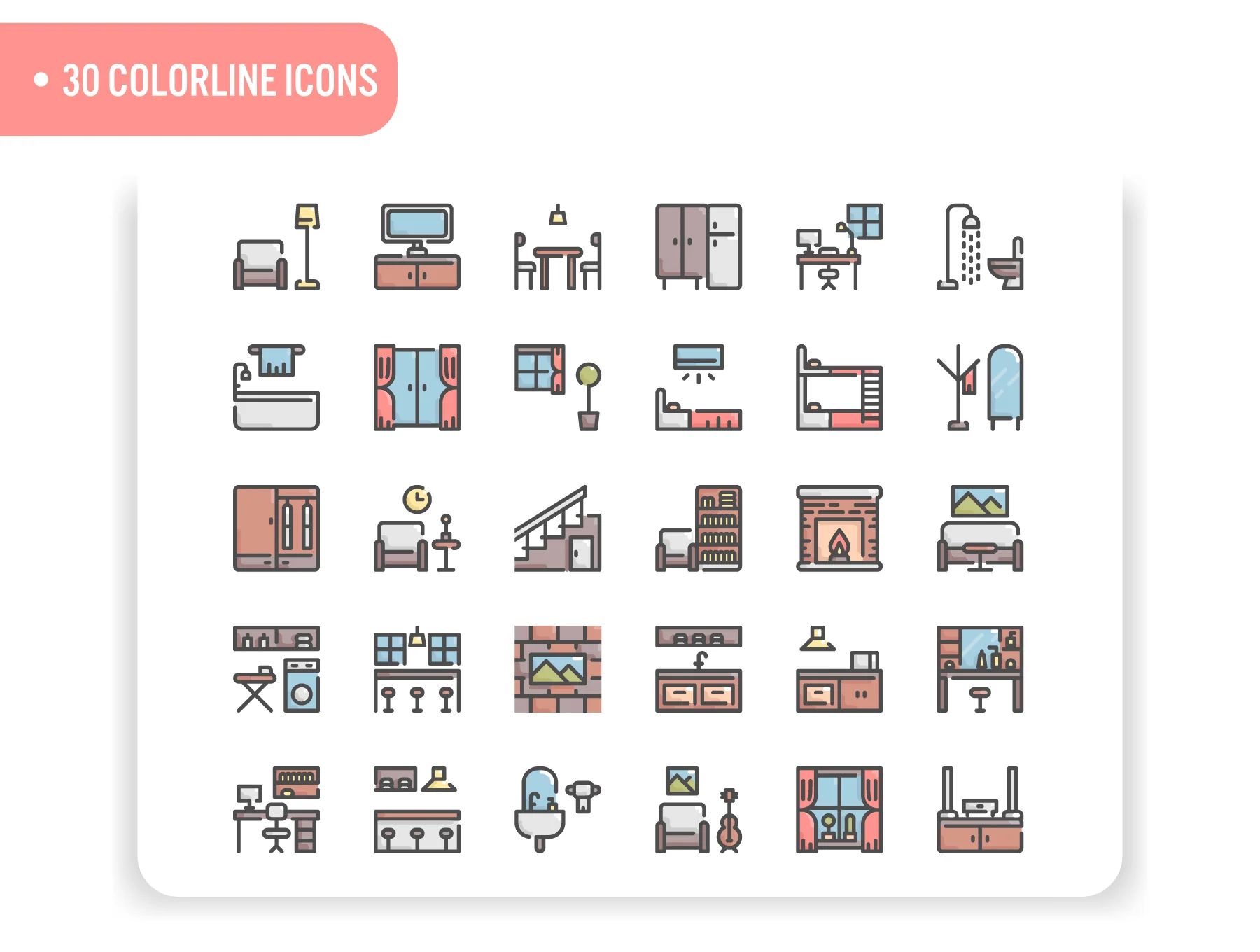 Interior and Furniture Icon Set 5