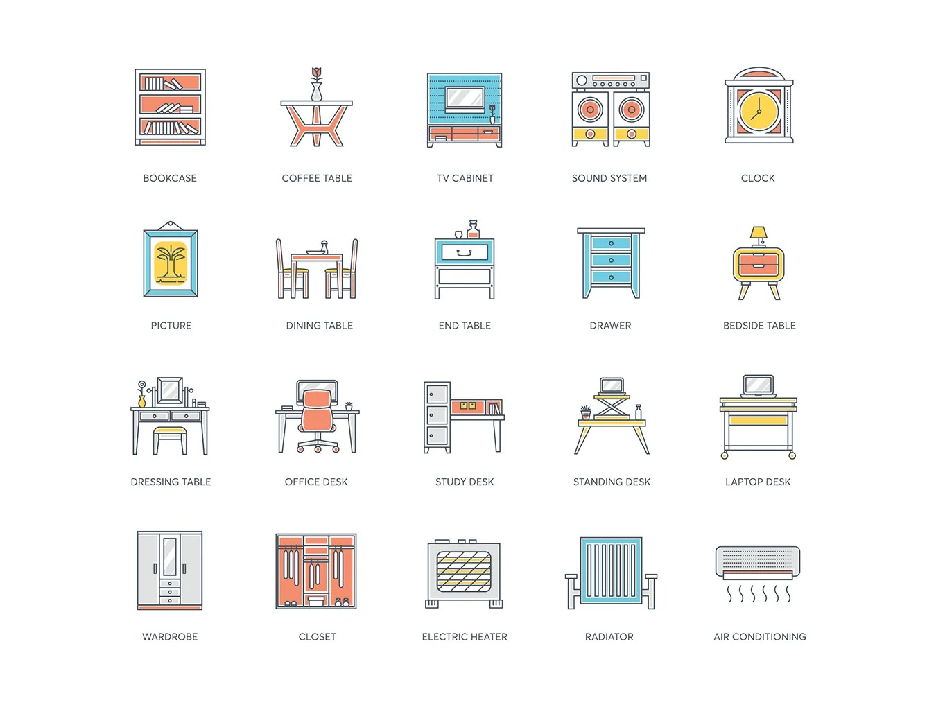 118 Interior Icons | Color Line Series 2