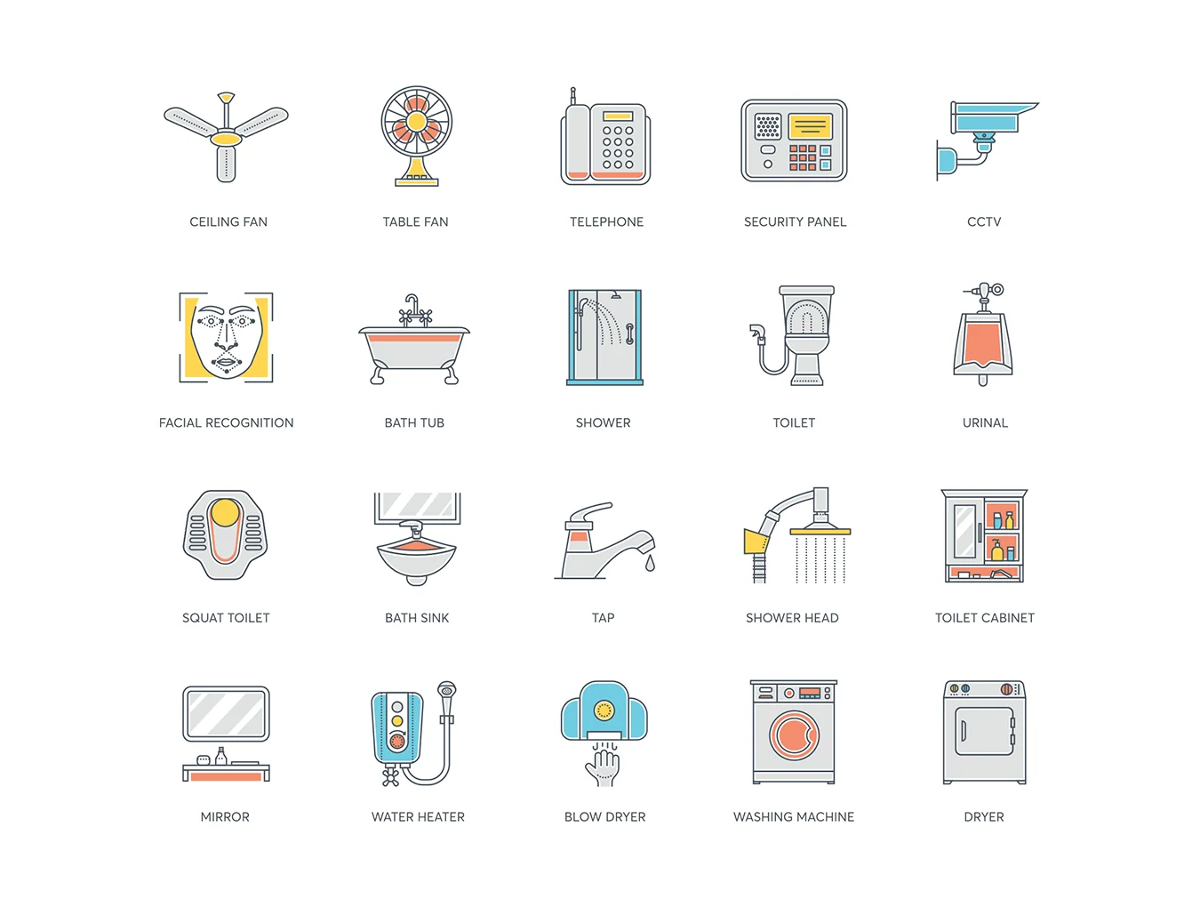 118 Interior Icons | Color Line Series 3