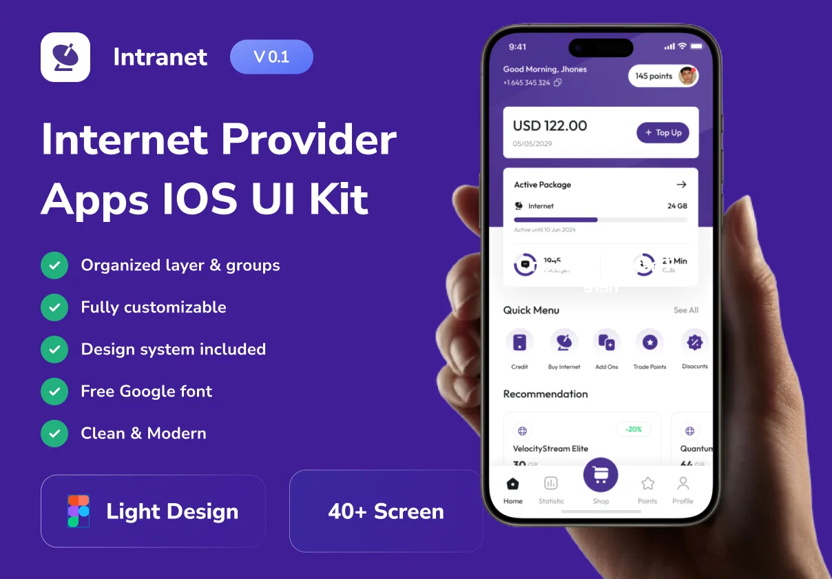 Intranet - Internet Provider Apps IOS UI Kit