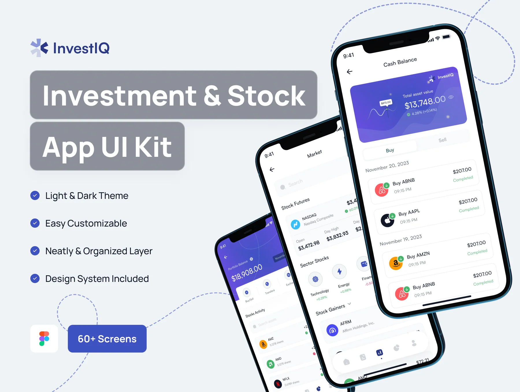 InvestIQ - Investment & Stock Mobile App UI Kit