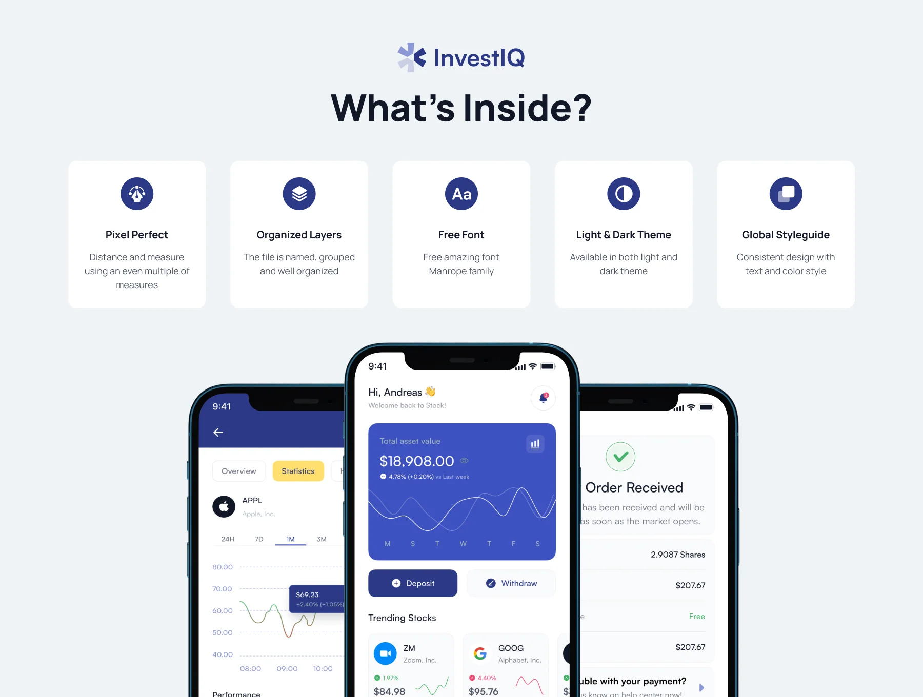 InvestIQ -  Investment & Stock Mobile App UI Kit 3
