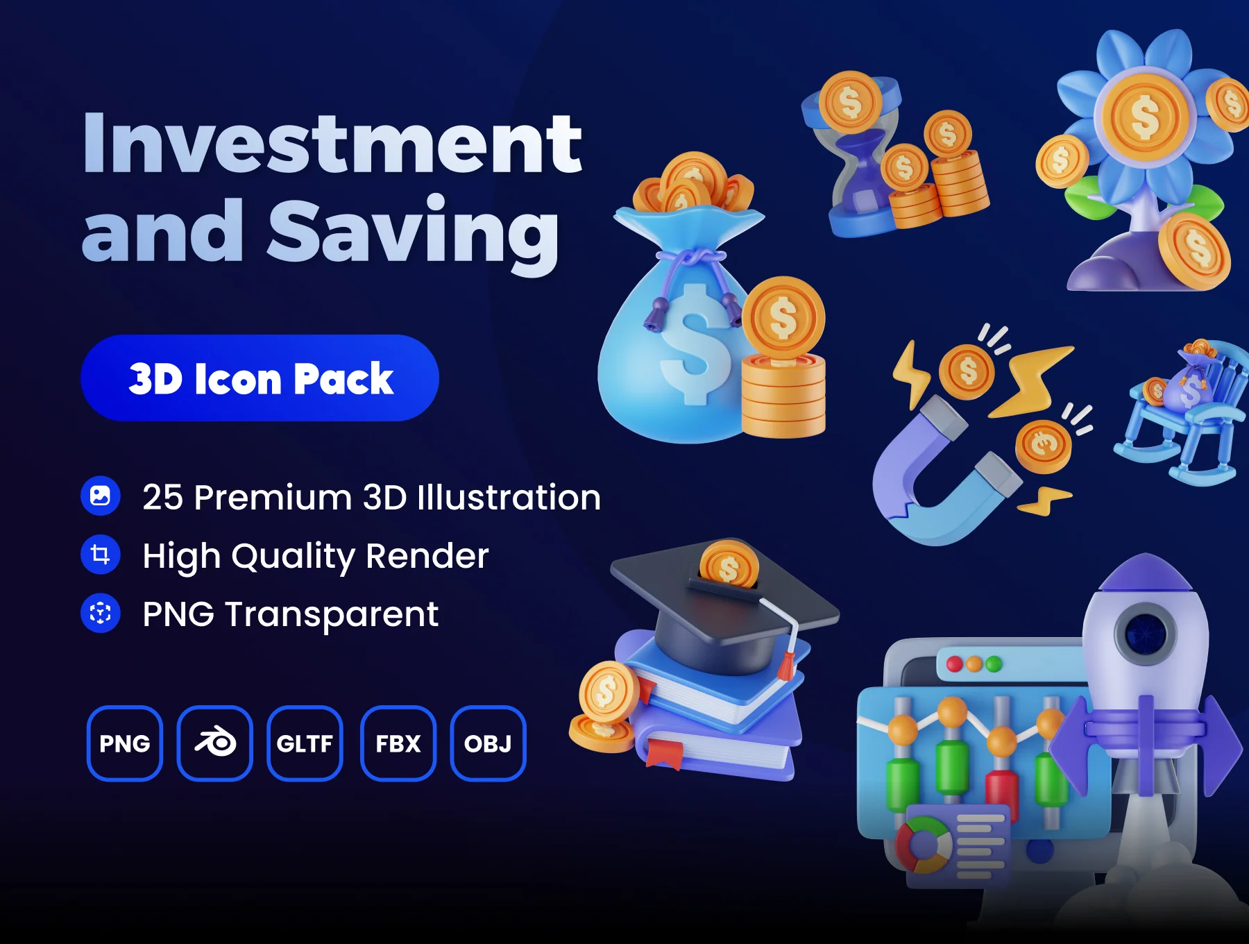 Investment and Saving 3D Asset