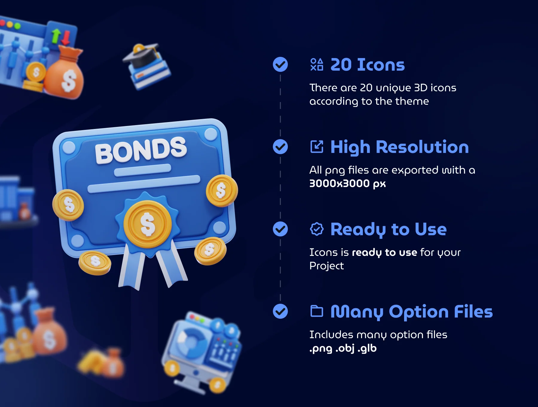 Investment and Saving 3D icon set 3