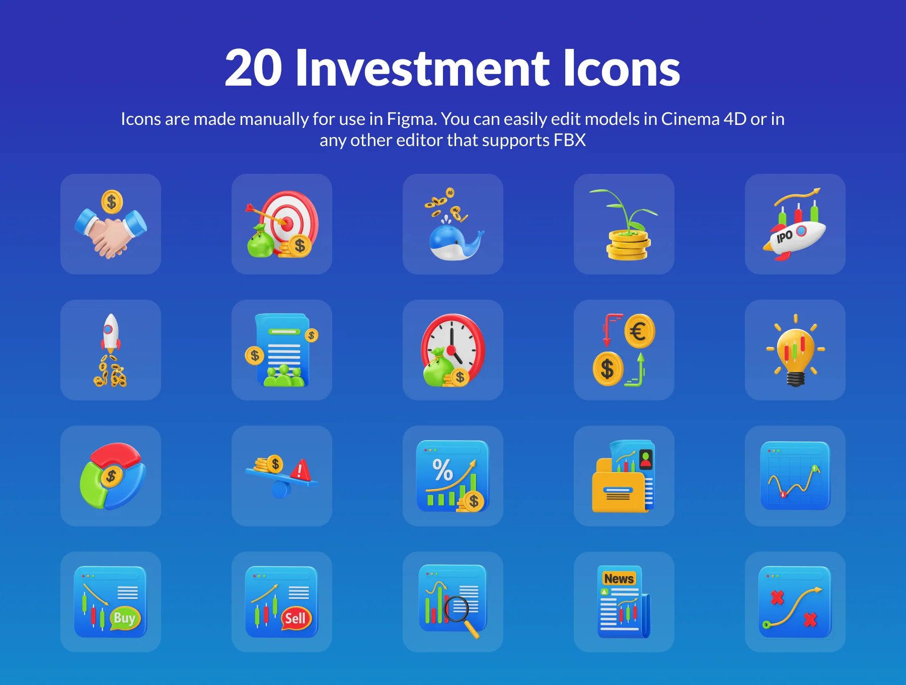 Investment & Trading: 3D Icon Set 6