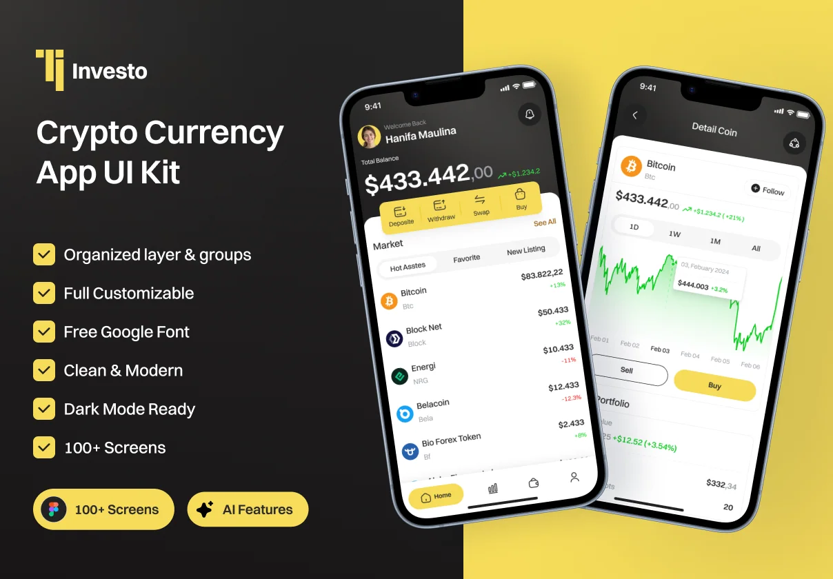 Investo - Crypto Currency App UI Kit