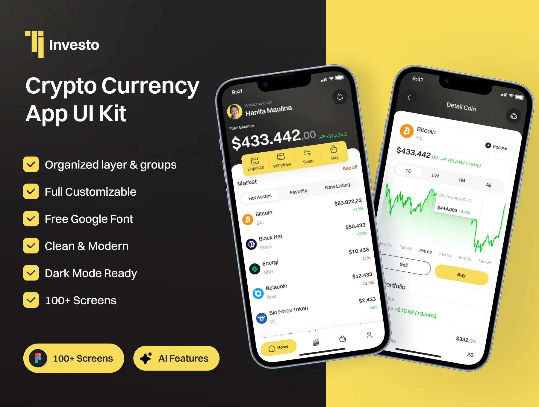 Investo - Crypto Currency App UI Kit