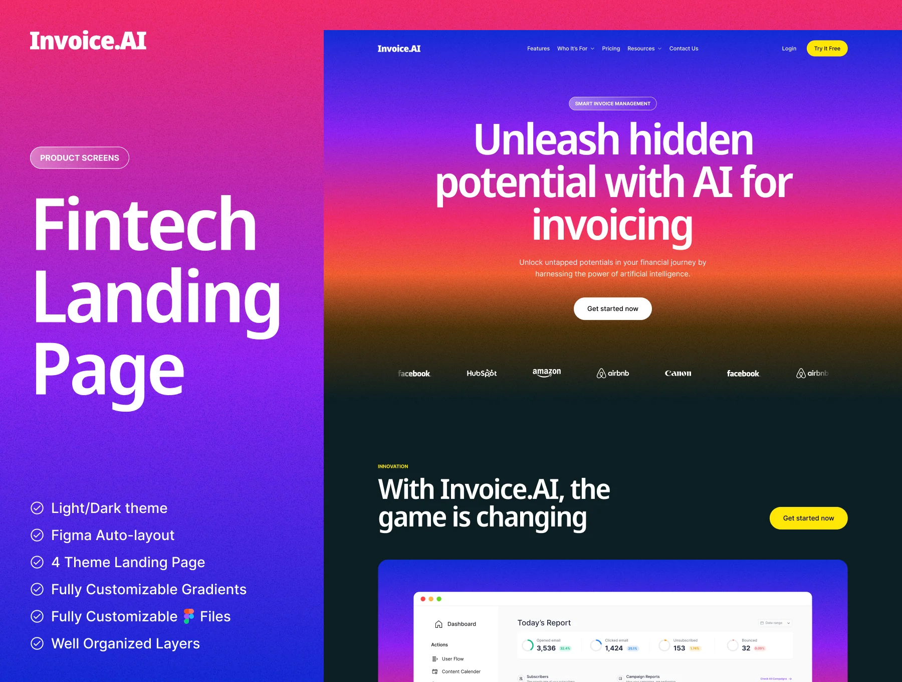 Invoice.AI - Financial AI Landing Page Template