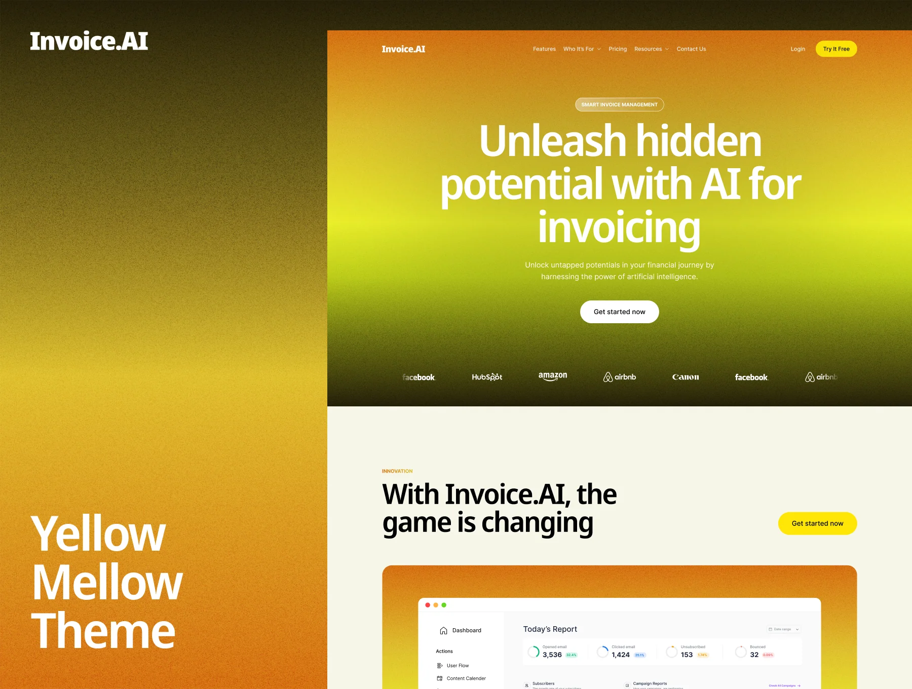 Invoice.AI - Financial AI Landing Page Template 2