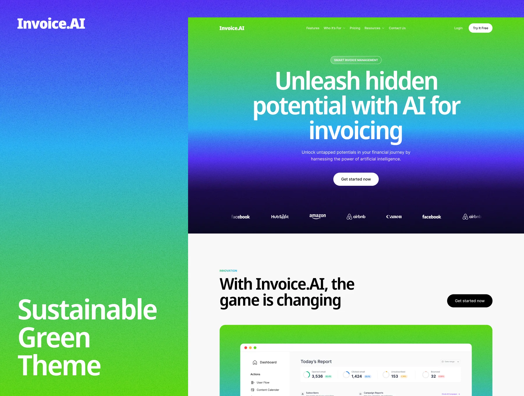 Invoice.AI - Financial AI Landing Page Template 3