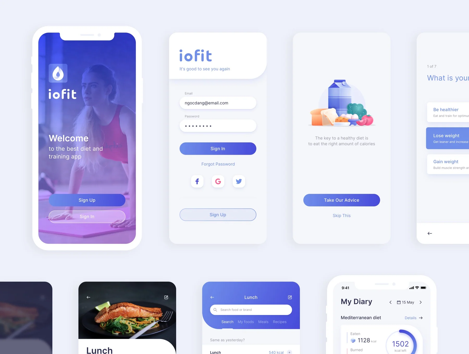 ioFit - Diet & Training App UI Kit 2