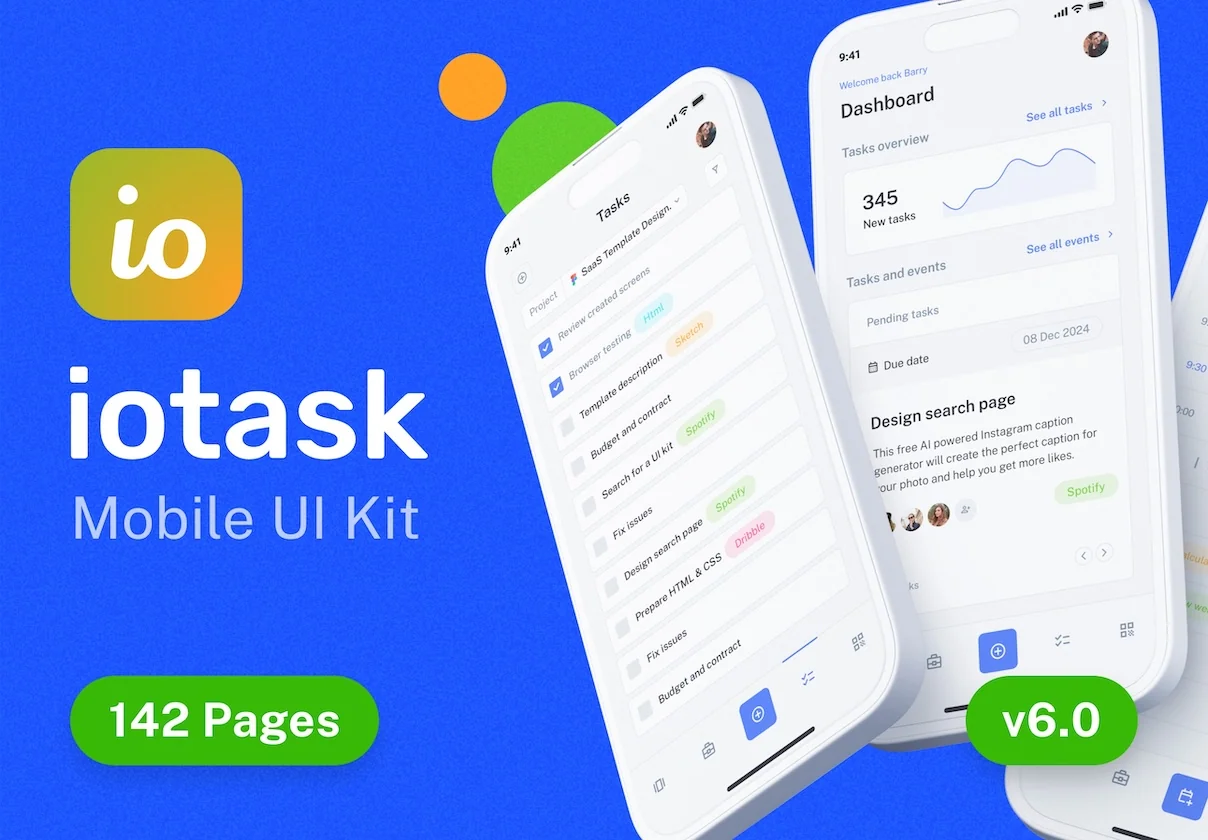 IOTask - mobile UI Kit for project management apps