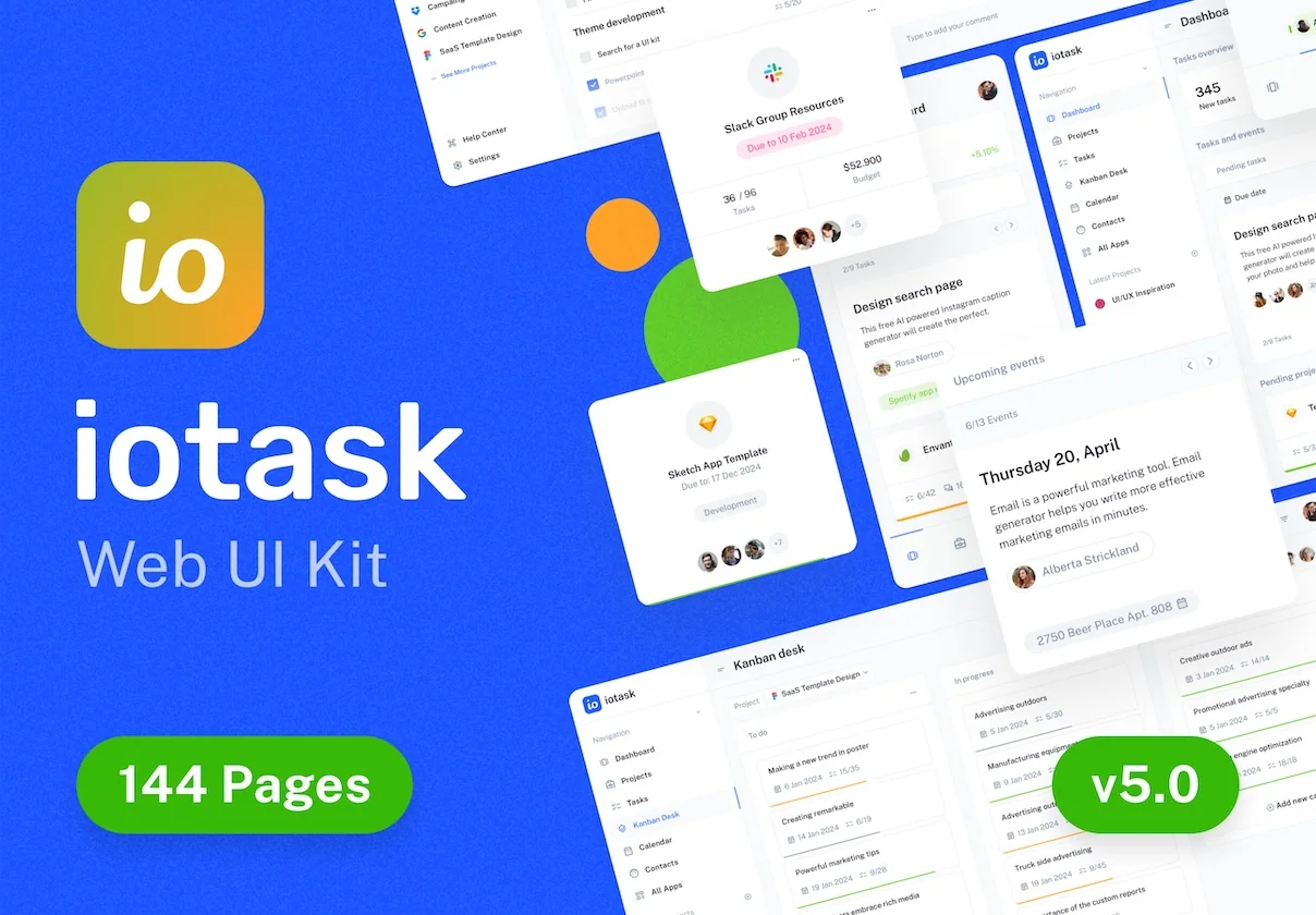 IOTask - web UI kit for project management apps