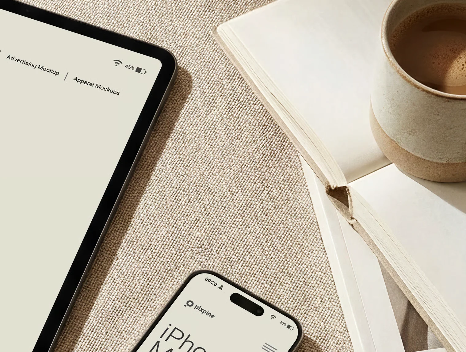 iPad and iPhone on Couch Mockup 3
