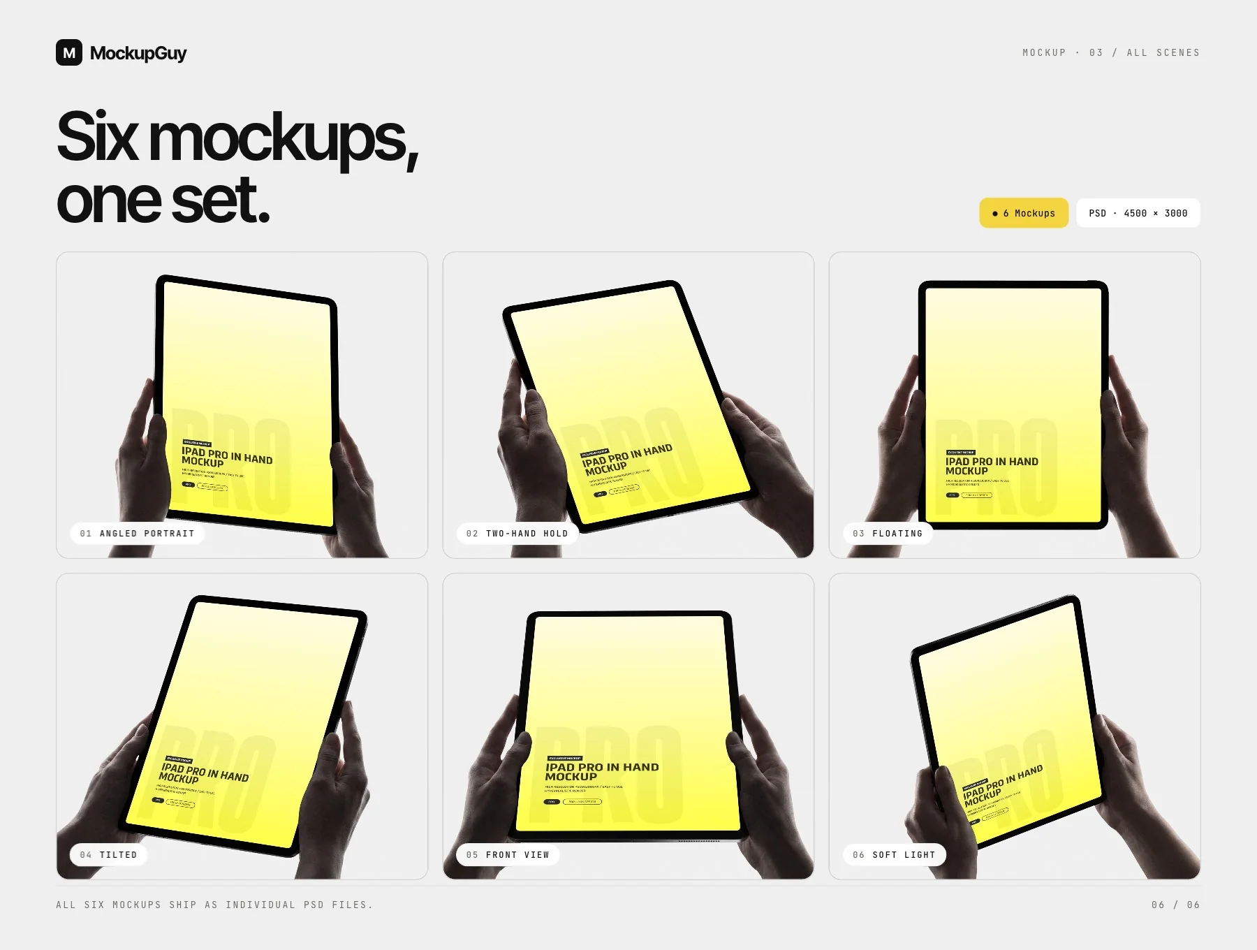 iPad Pro in Hand Mockup Set — 6 Premium Portrait Angles 3