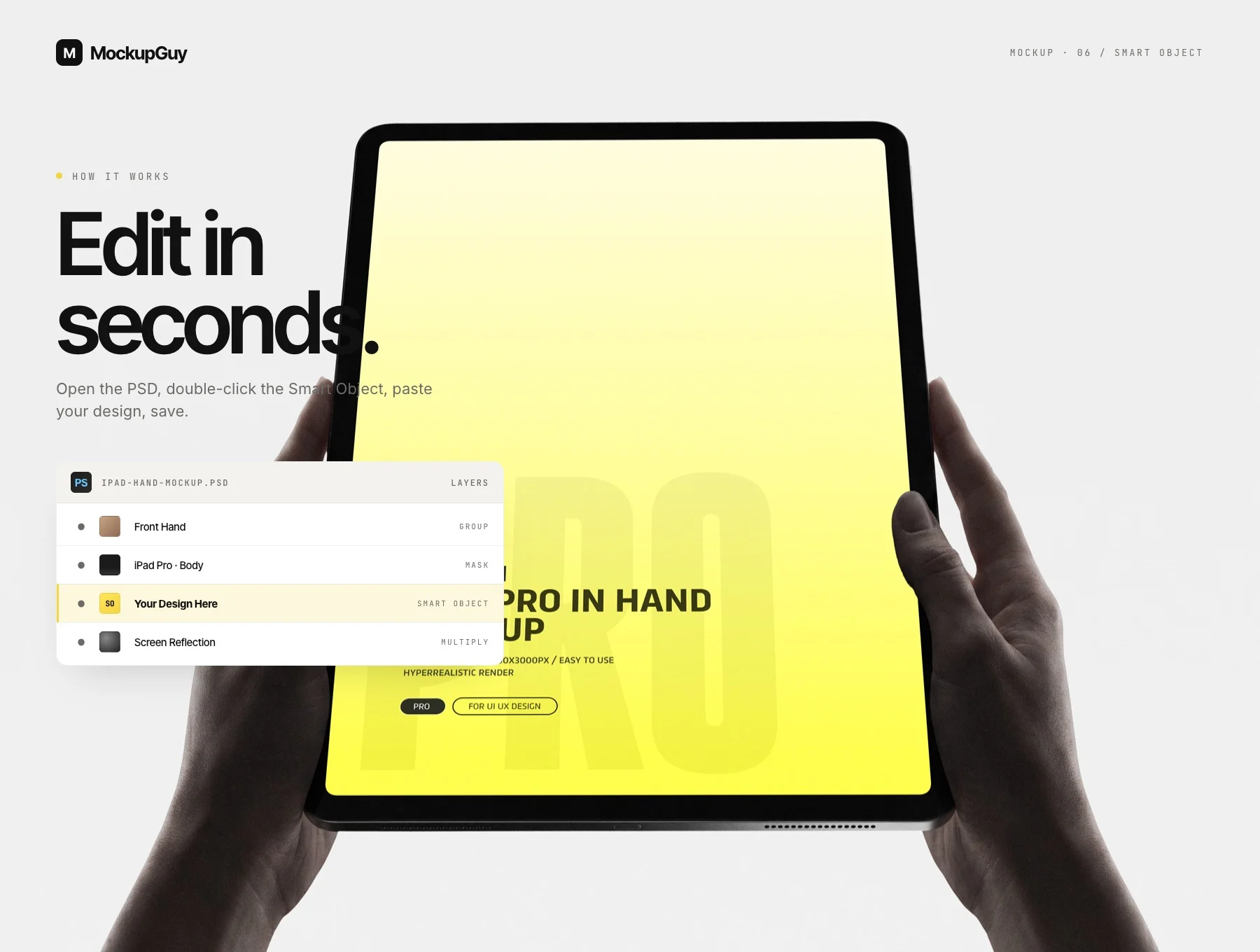 iPad Pro in Hand Mockup Set — 6 Premium Portrait Angles 6