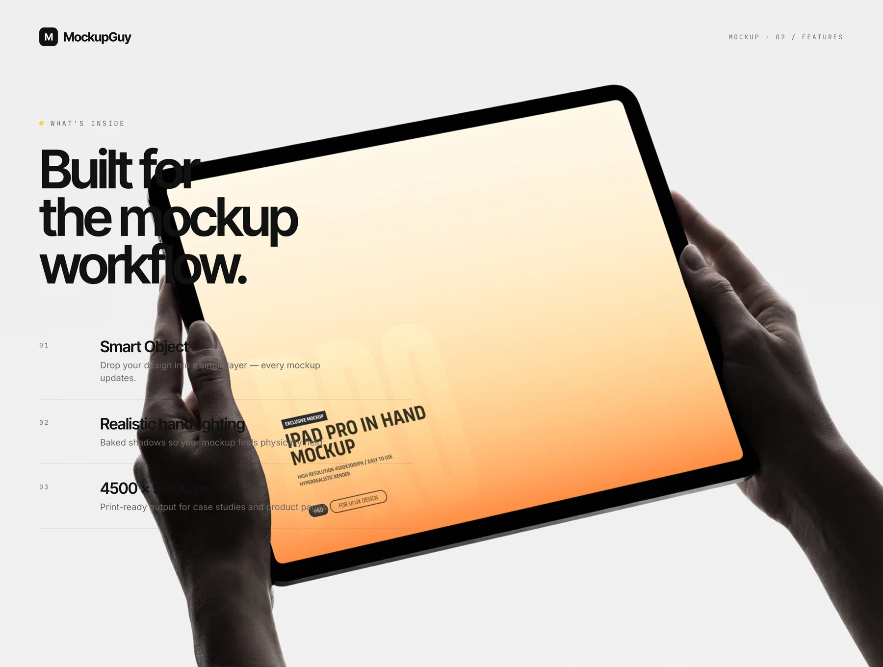 iPad Pro in Hand Mockup Set — Landscape Orientation 2