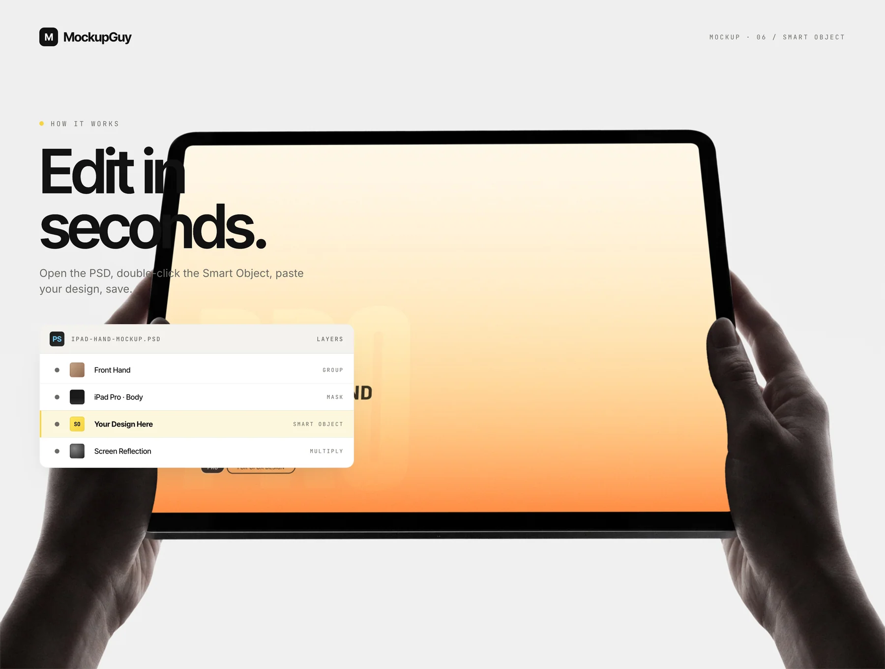 iPad Pro in Hand Mockup Set — Landscape Orientation 6