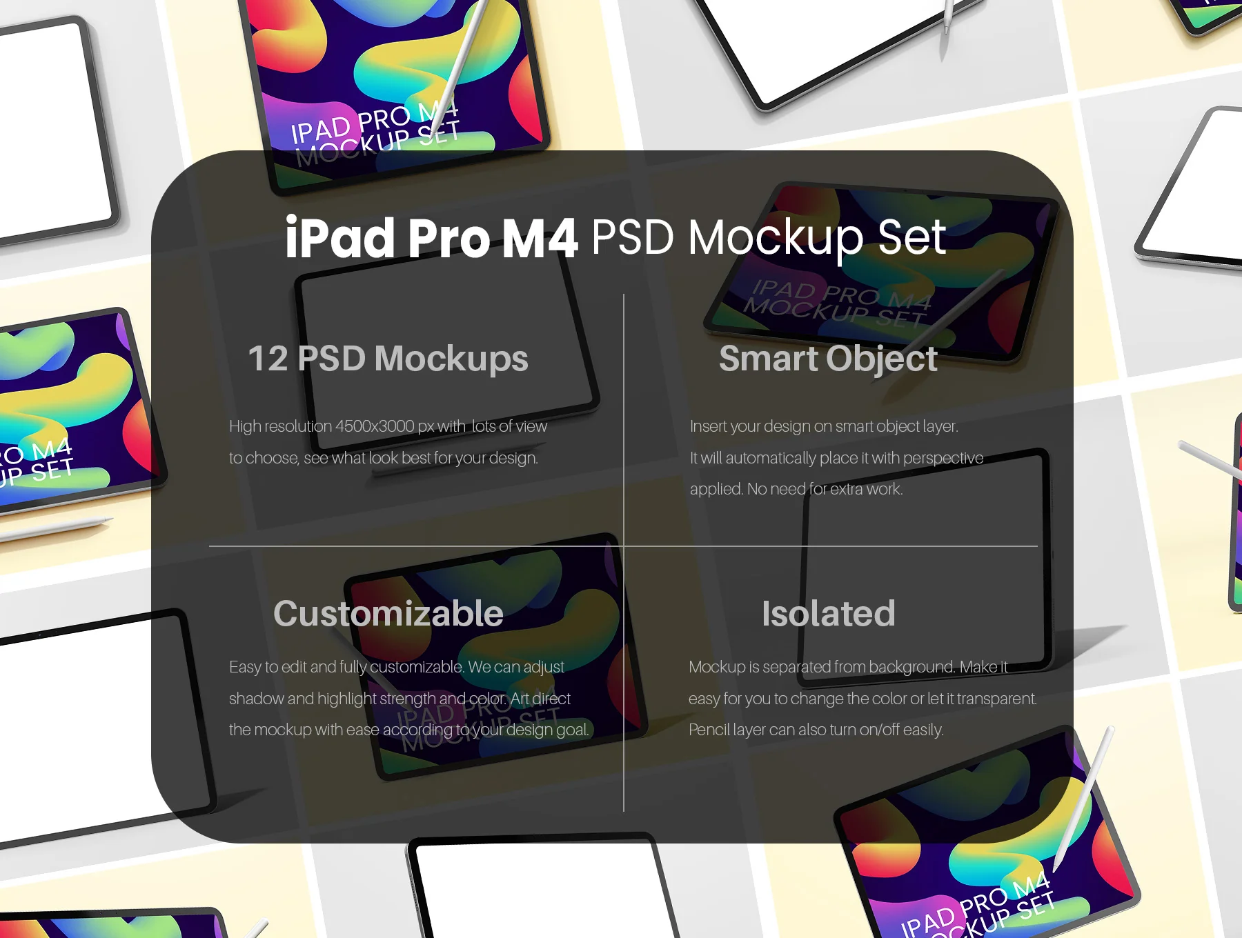 iPad Pro M4 2024 13 Inch Display PSD Mockup Set 6