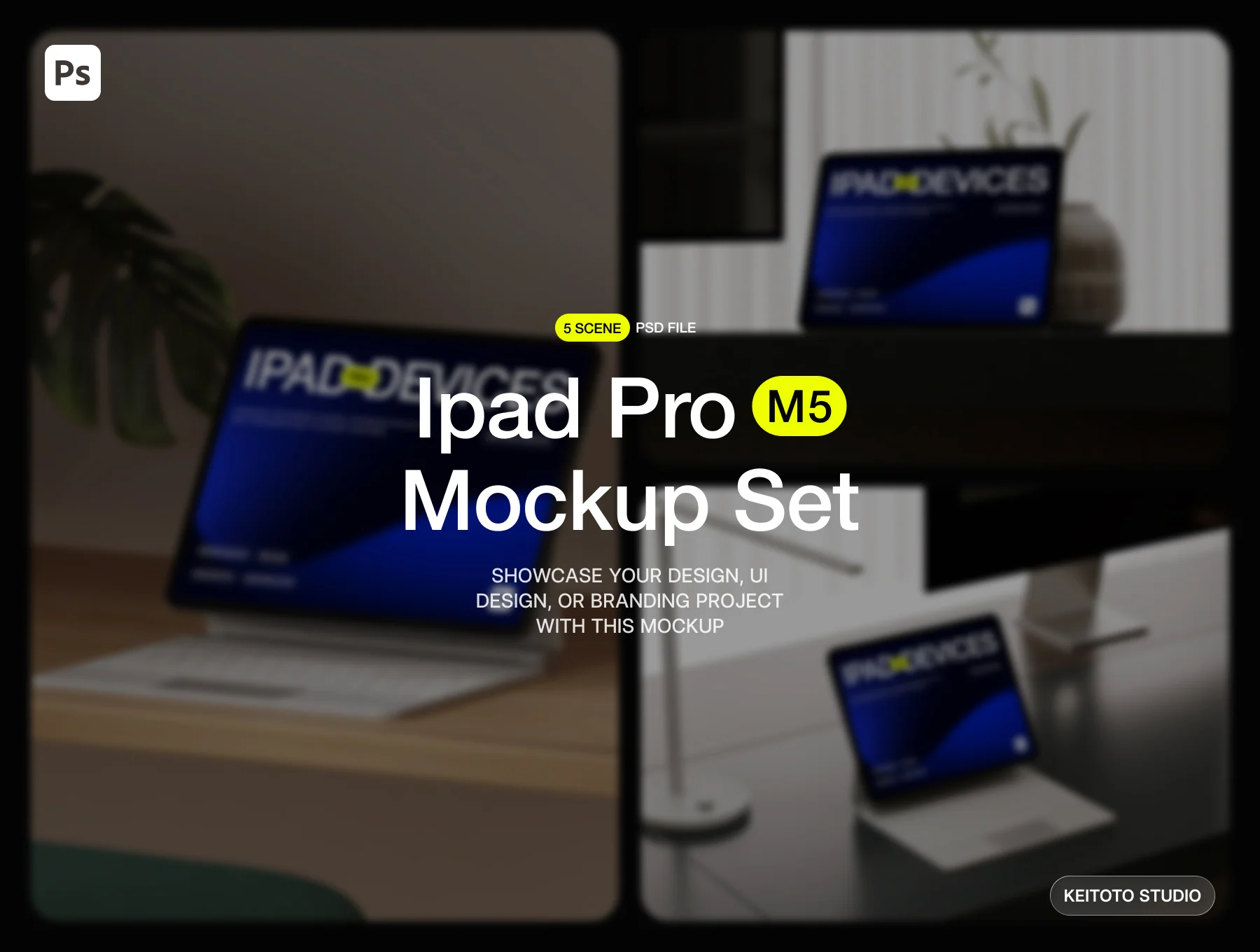 iPad Pro Mockup Balanced Desk Setup 2