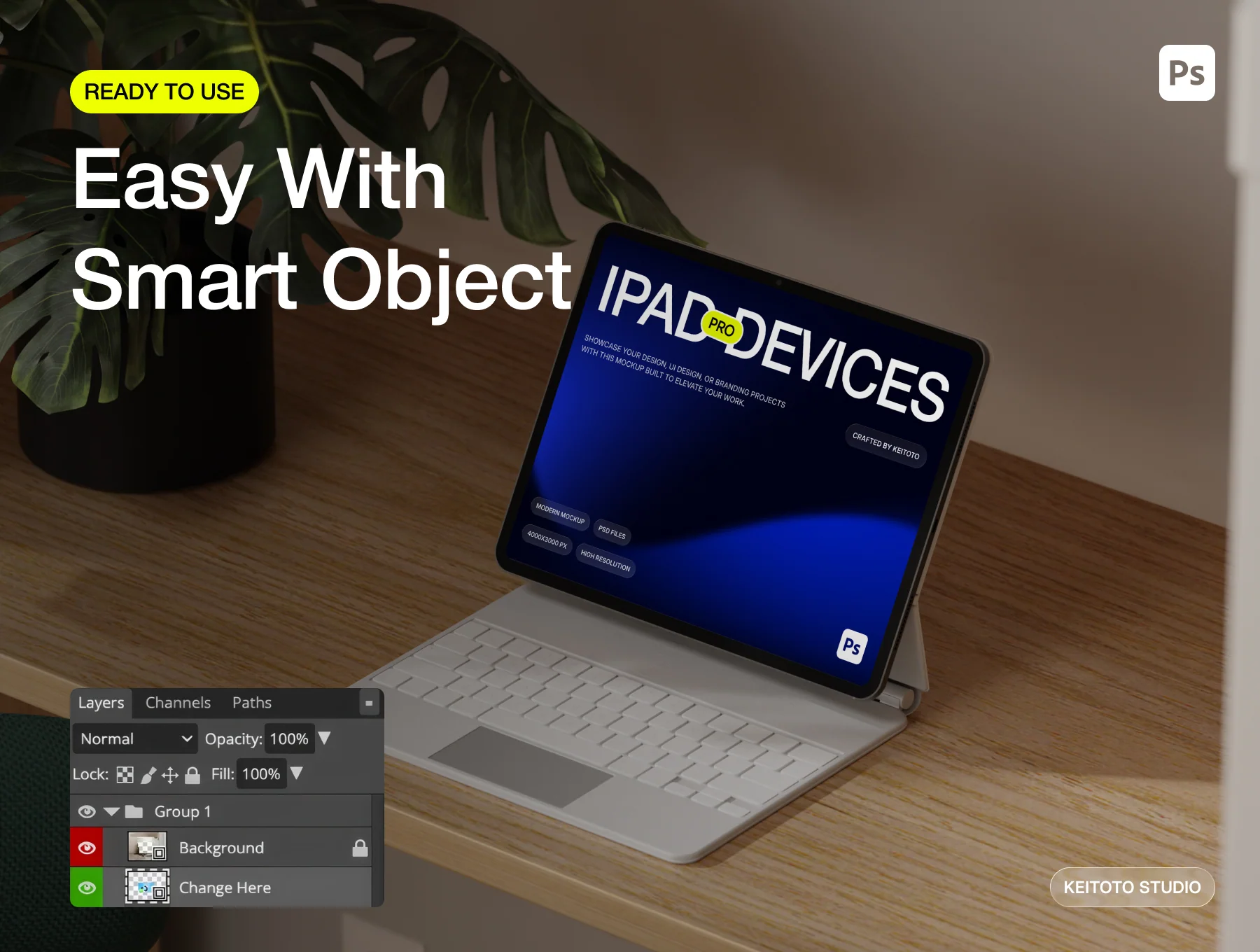 iPad Pro Mockup Balanced Desk Setup 3