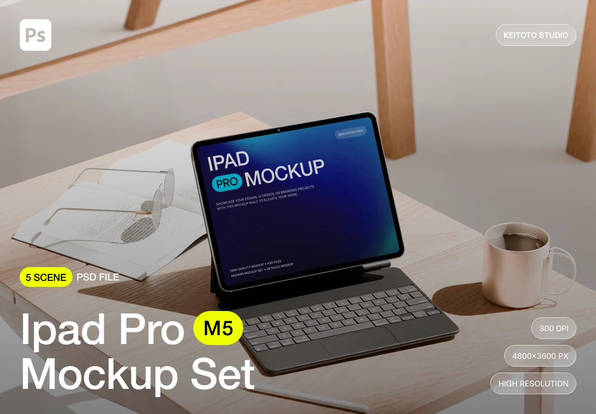 Cozy Nordic Workspace iPad Pro Mockup Collection