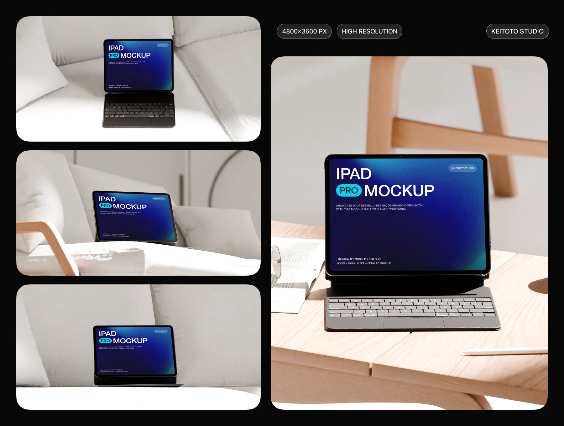 Cozy Nordic Workspace iPad Pro Mockup Collection