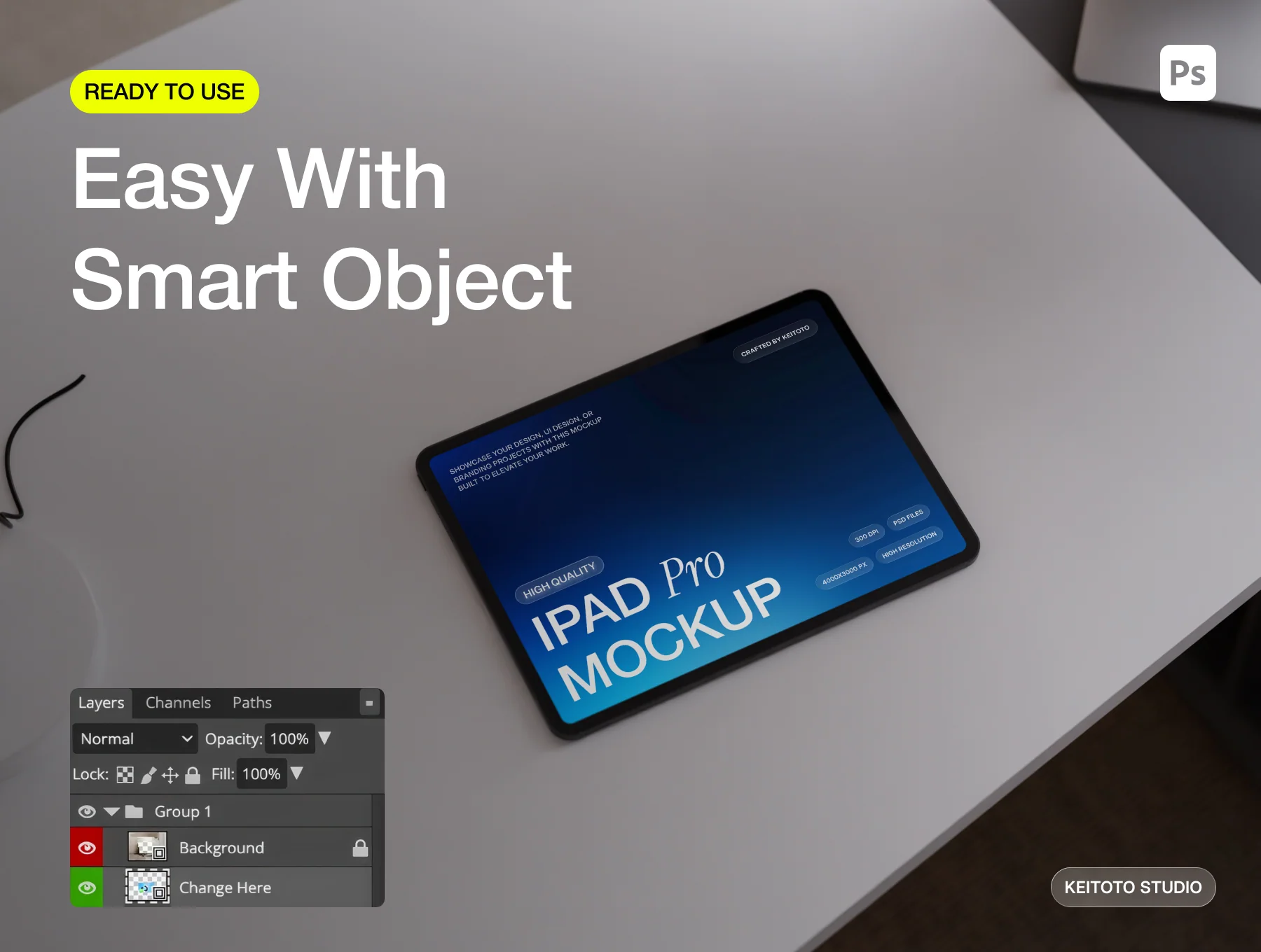 iPad Pro Mockup Structured Workspace Scene 3